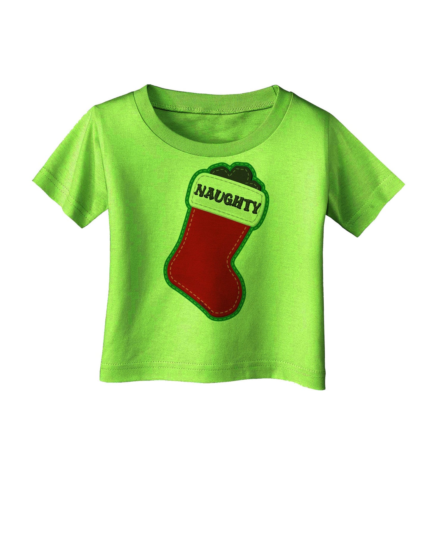 Naughty Coal Cute Christmas Stocking Infant T-Shirt-Infant T-Shirt-TooLoud-Lime-Green-06-Months-Davson Sales