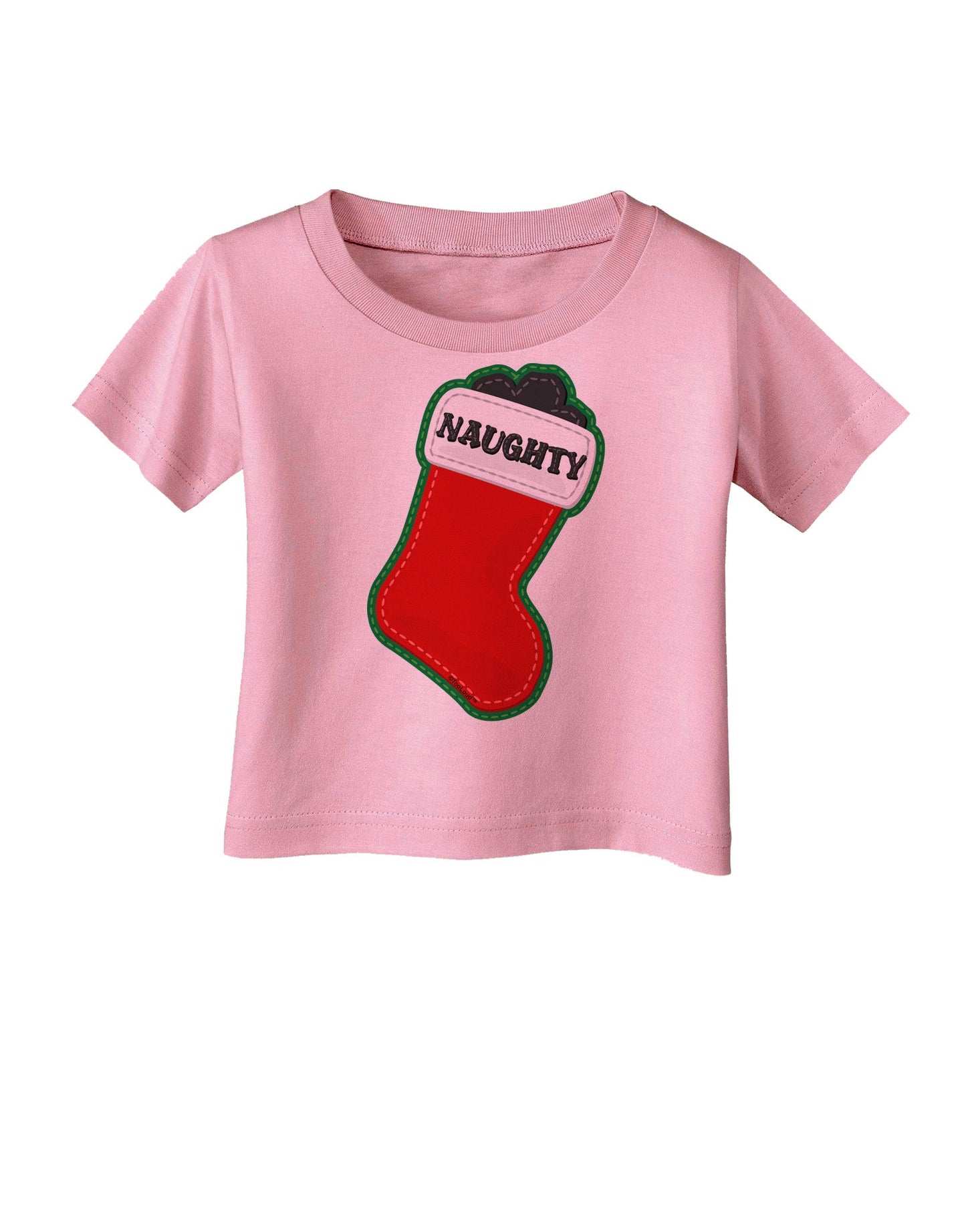 Naughty Coal Cute Christmas Stocking Infant T-Shirt-Infant T-Shirt-TooLoud-Candy-Pink-06-Months-Davson Sales