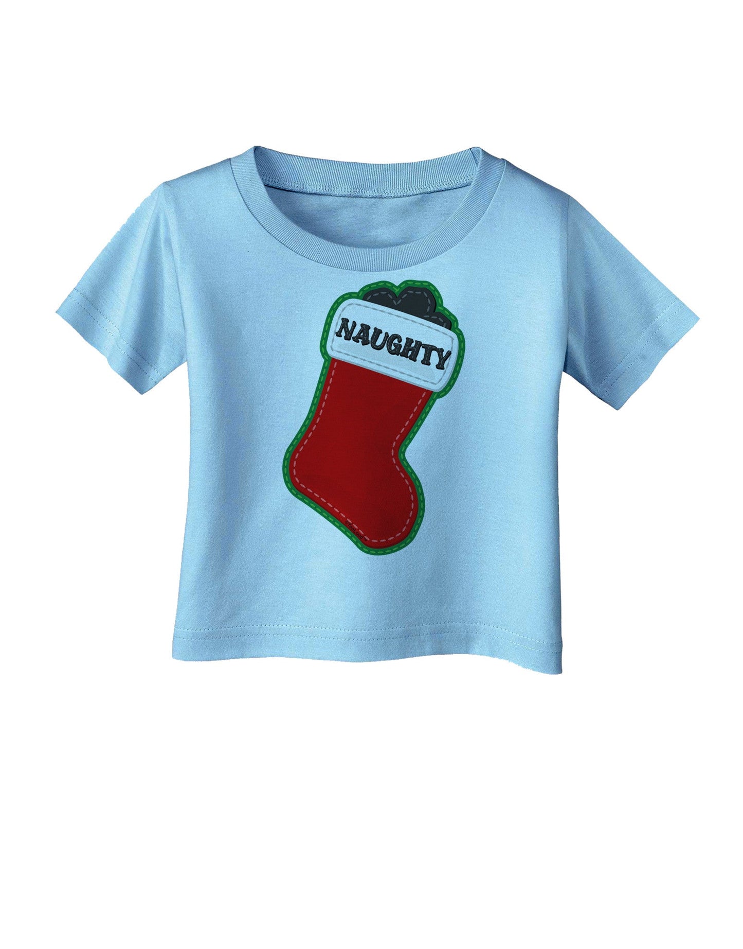 Naughty Coal Cute Christmas Stocking Infant T-Shirt-Infant T-Shirt-TooLoud-Aquatic-Blue-06-Months-Davson Sales