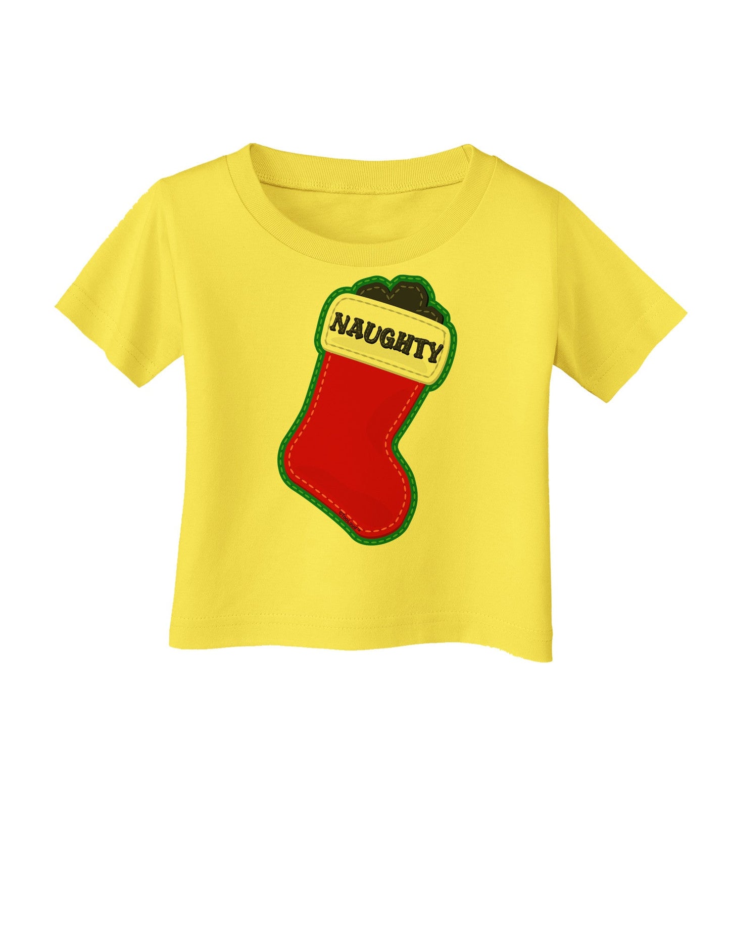 Naughty Coal Cute Christmas Stocking Infant T-Shirt-Infant T-Shirt-TooLoud-Yellow-06-Months-Davson Sales