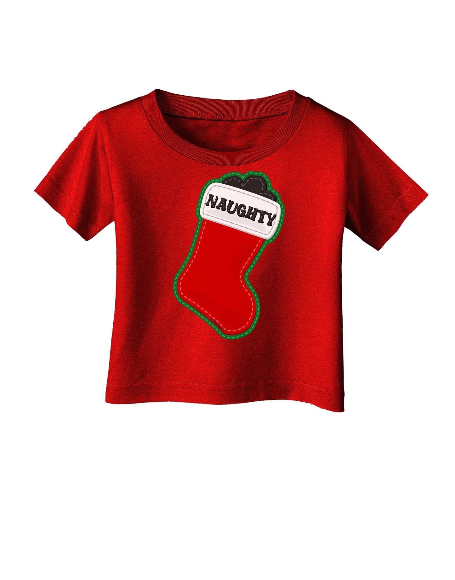 Naughty Coal Cute Christmas Stocking Infant T-Shirt Dark-Infant T-Shirt-TooLoud-Red-06-Months-Davson Sales