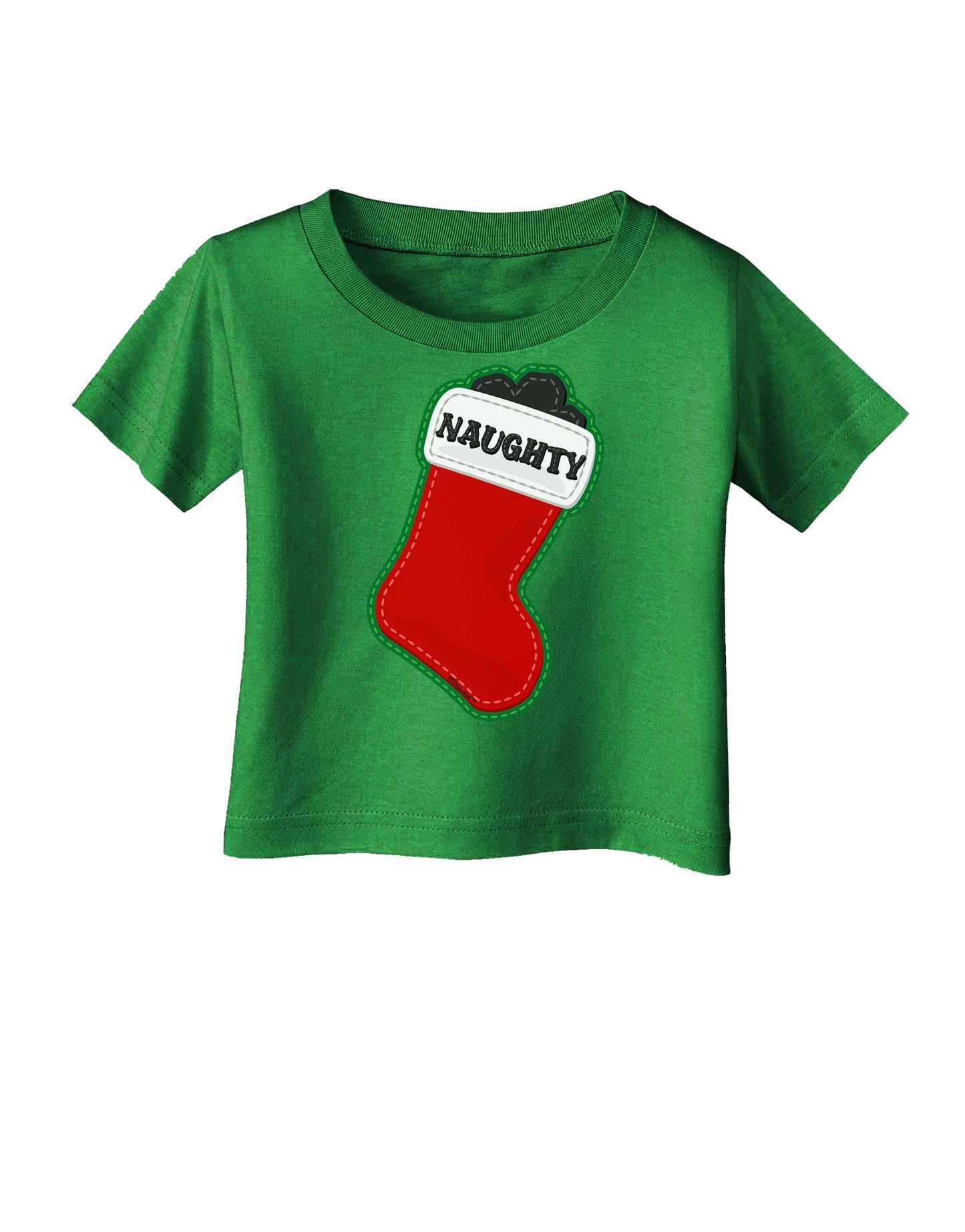 Naughty Coal Cute Christmas Stocking Infant T-Shirt Dark-Infant T-Shirt-TooLoud-Clover-Green-06-Months-Davson Sales