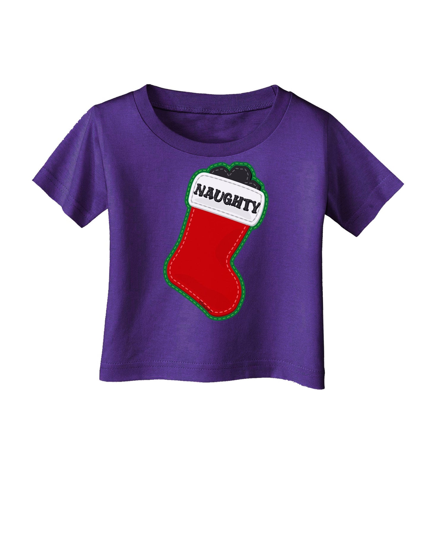 Naughty Coal Cute Christmas Stocking Infant T-Shirt Dark-Infant T-Shirt-TooLoud-Purple-06-Months-Davson Sales
