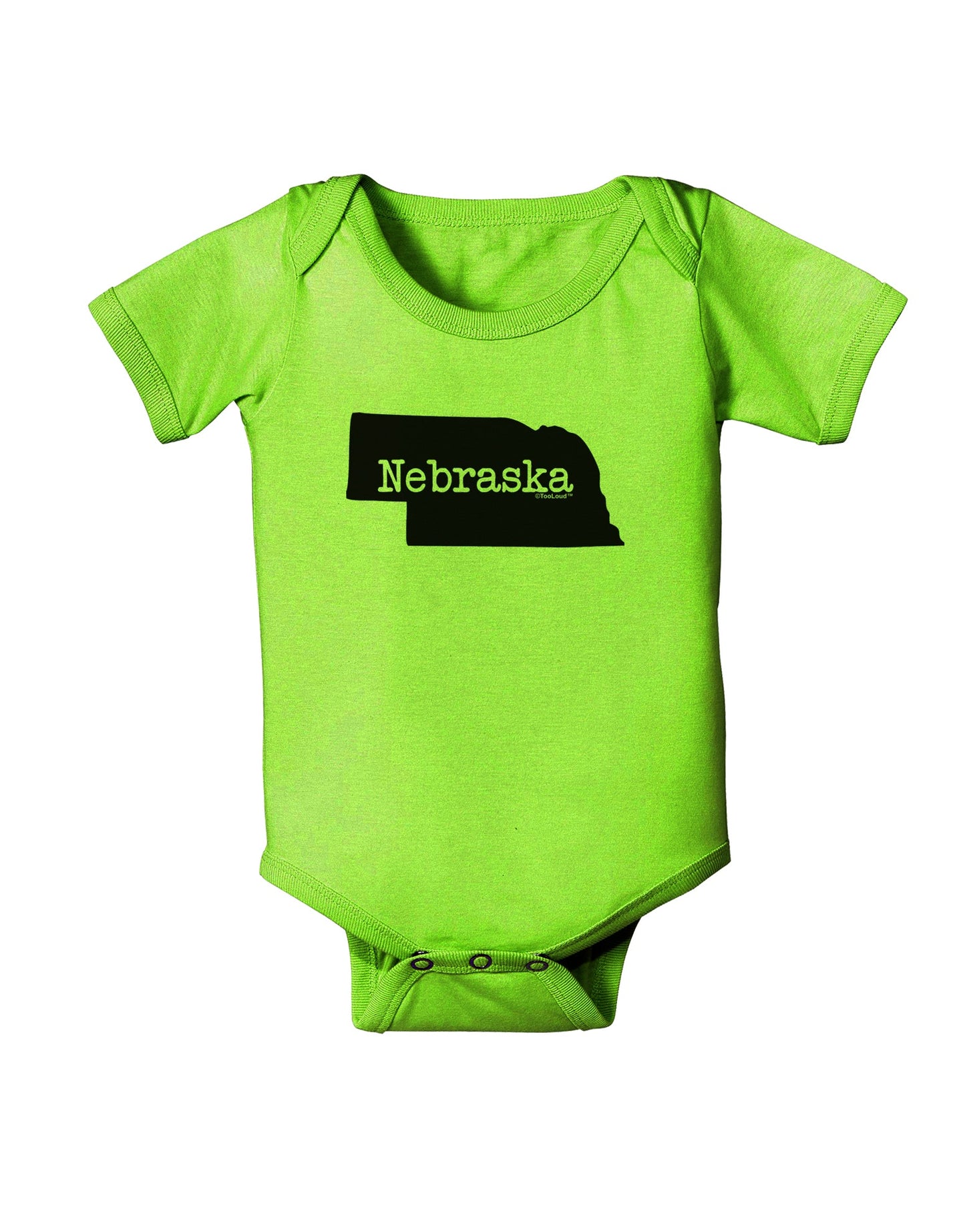 Nebraska - United States Shape Baby Romper Bodysuit by TooLoud-Baby Romper-TooLoud-Lime-Green-06-Months-Davson Sales