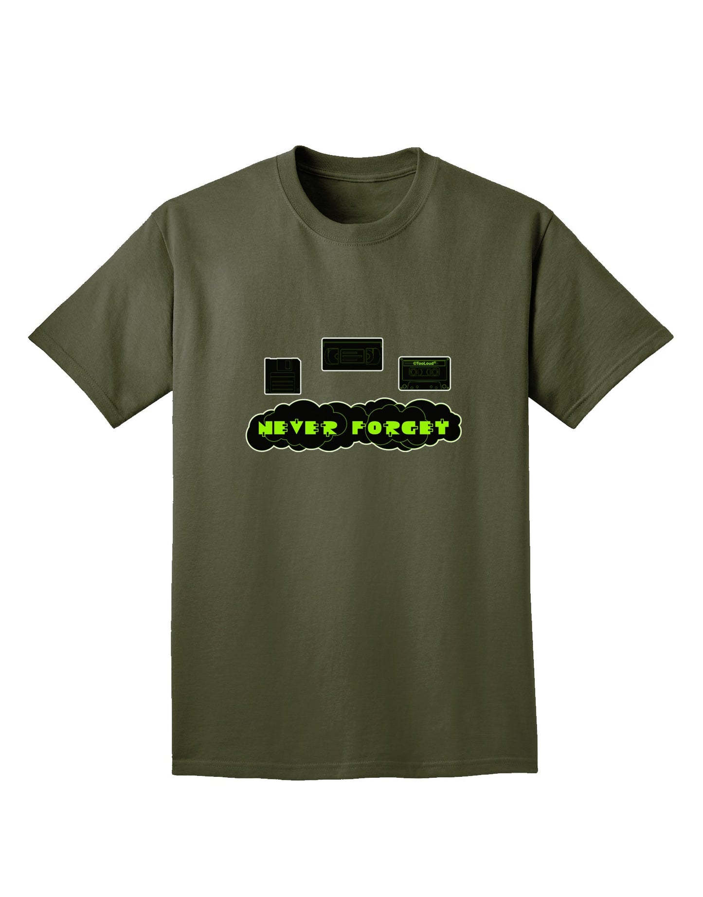Never Forget Retro 80's Funny Adult Dark T-Shirt by TooLoud-Mens T-Shirt-TooLoud-Military-Green-Small-Davson Sales