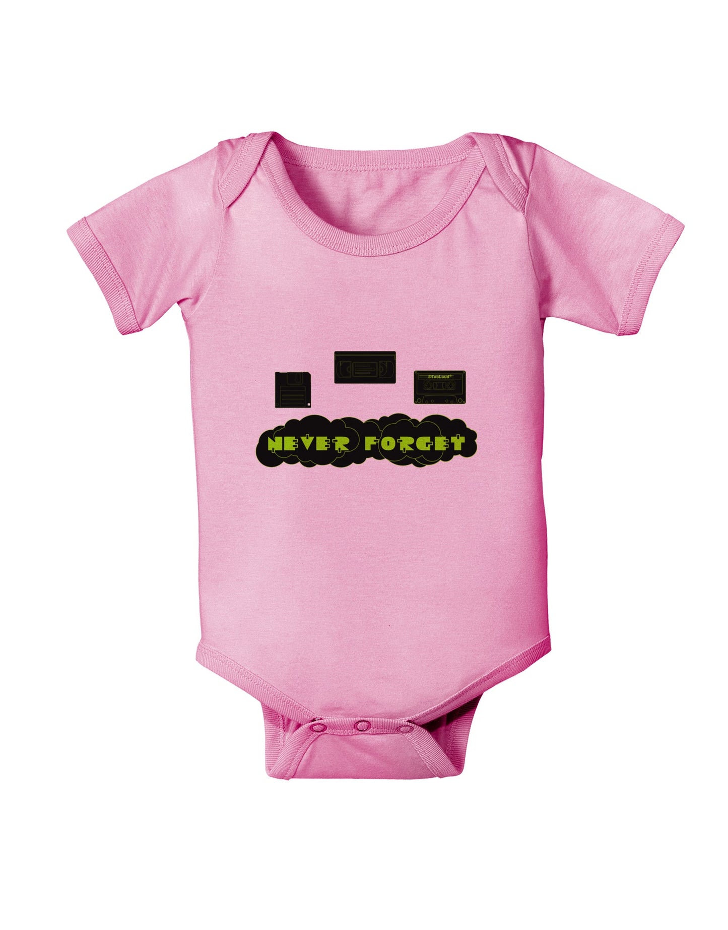 Never Forget Retro 80's Funny Baby Romper Bodysuit by TooLoud-Baby Romper-TooLoud-Pink-06-Months-Davson Sales