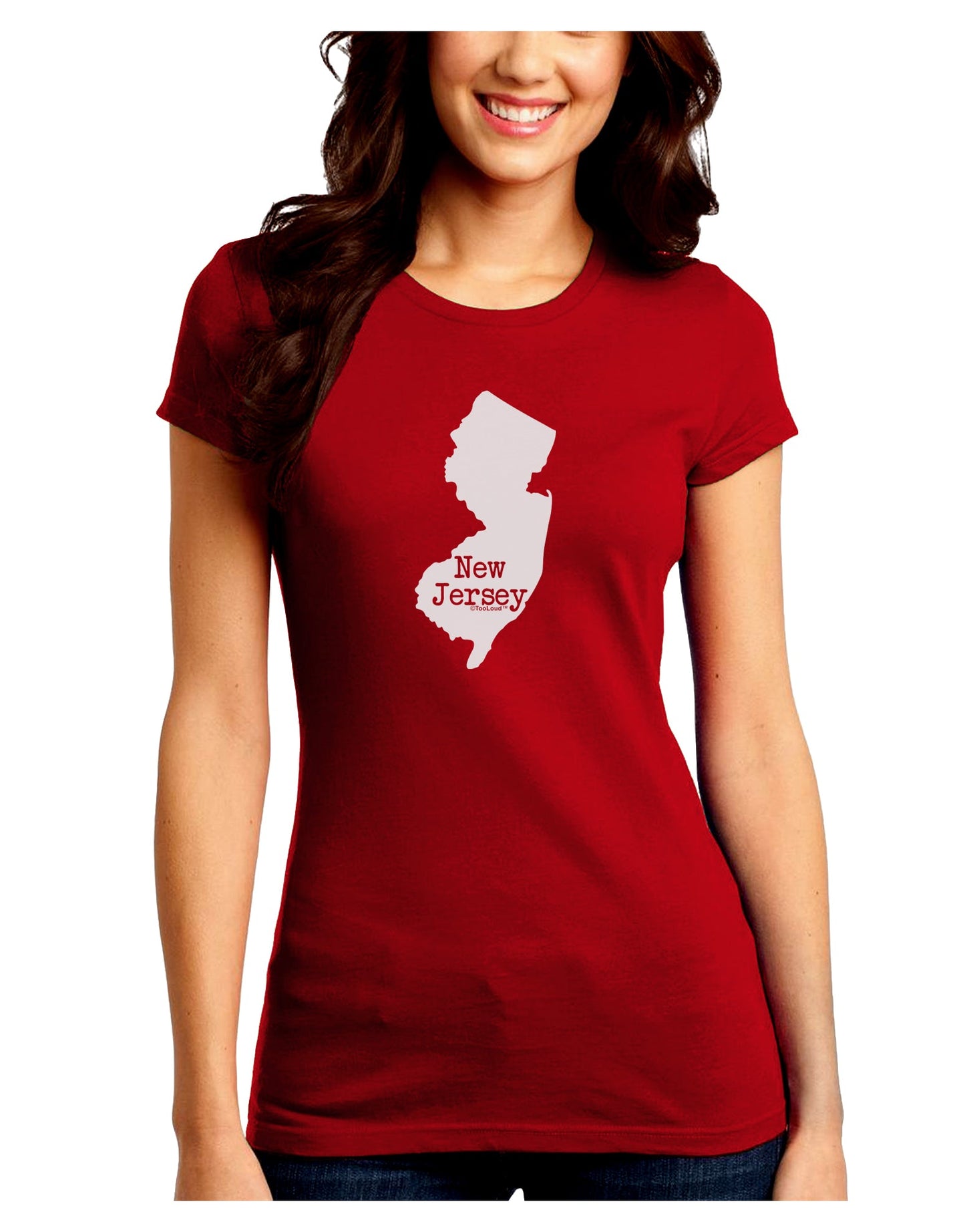 New Jersey - United States Shape Juniors Crew Dark T-Shirt by TooLoud-T-Shirts Juniors Tops-TooLoud-Red-Juniors Fitted Small-Davson Sales