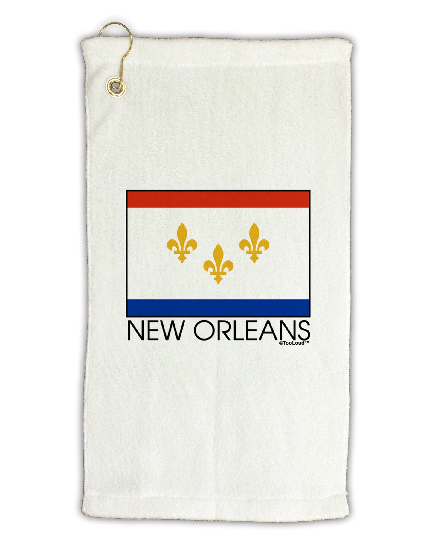 New Orleans Louisiana Flag Text Micro Terry Gromet Golf Towel 11"x19-Golf Towel-TooLoud-White-Davson Sales