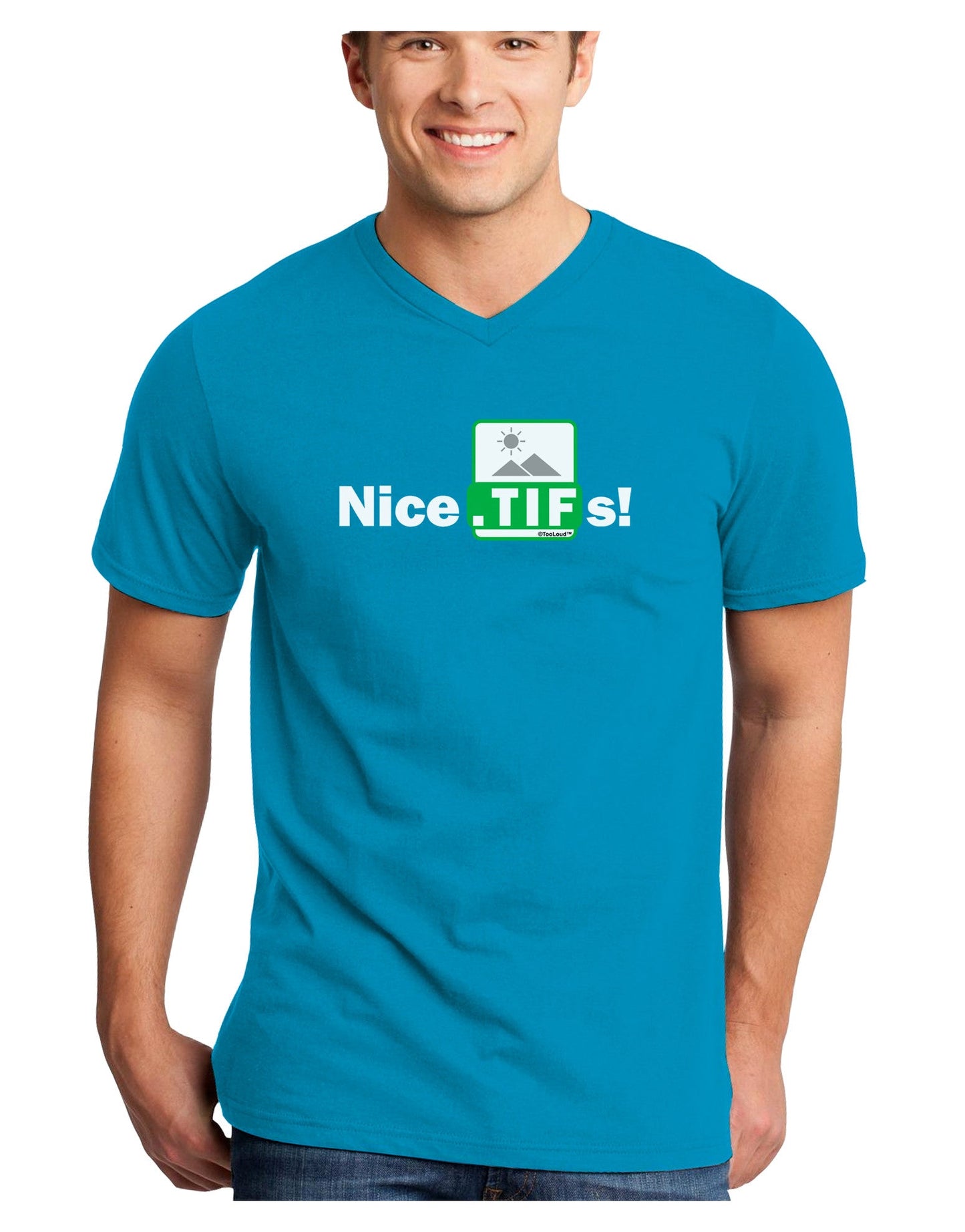 Nice Tifs Adult Dark V-Neck T-Shirt-TooLoud-Turquoise-Small-Davson Sales