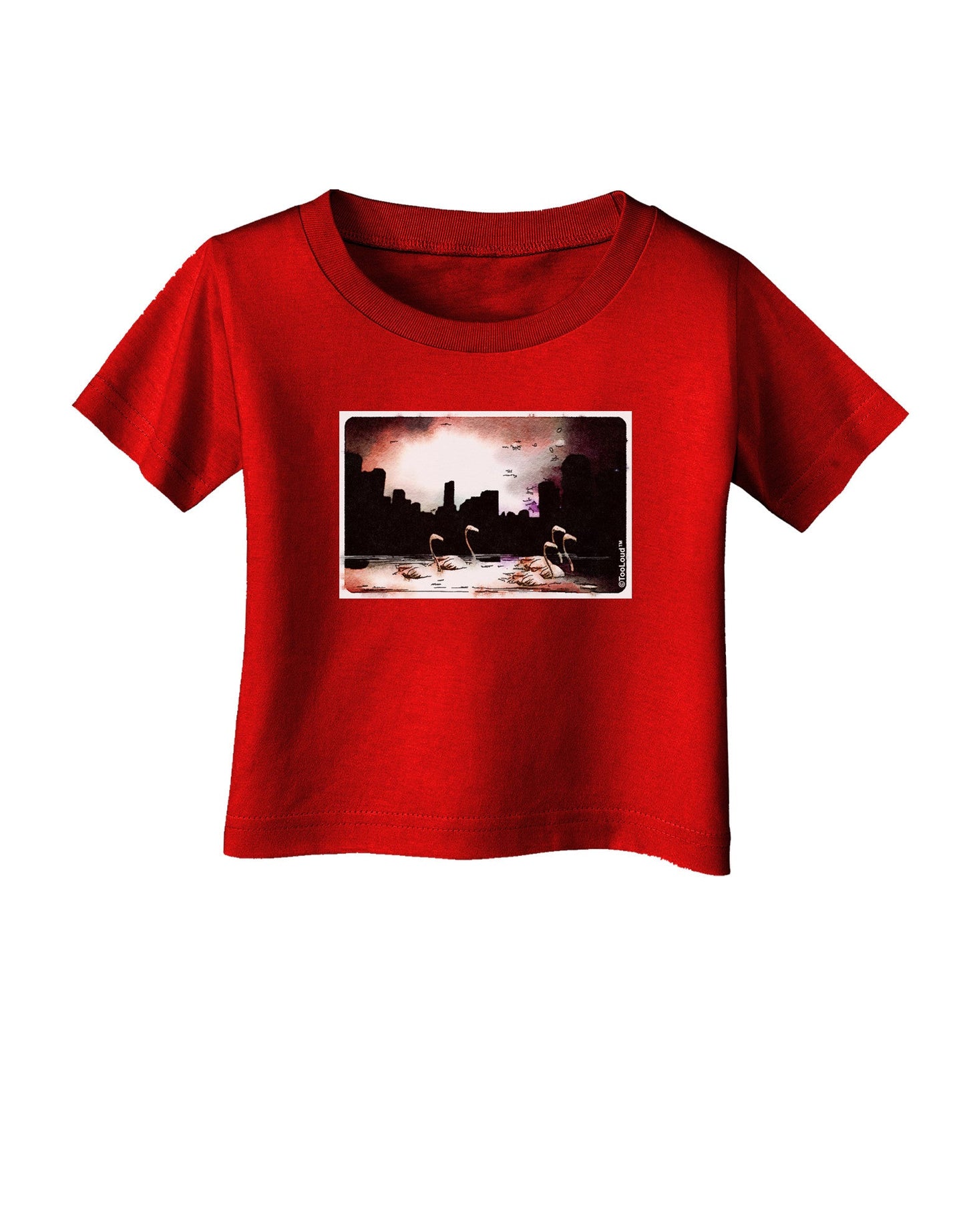 Nighttime Flamingos Infant T-Shirt Dark-Infant T-Shirt-TooLoud-Red-06-Months-Davson Sales