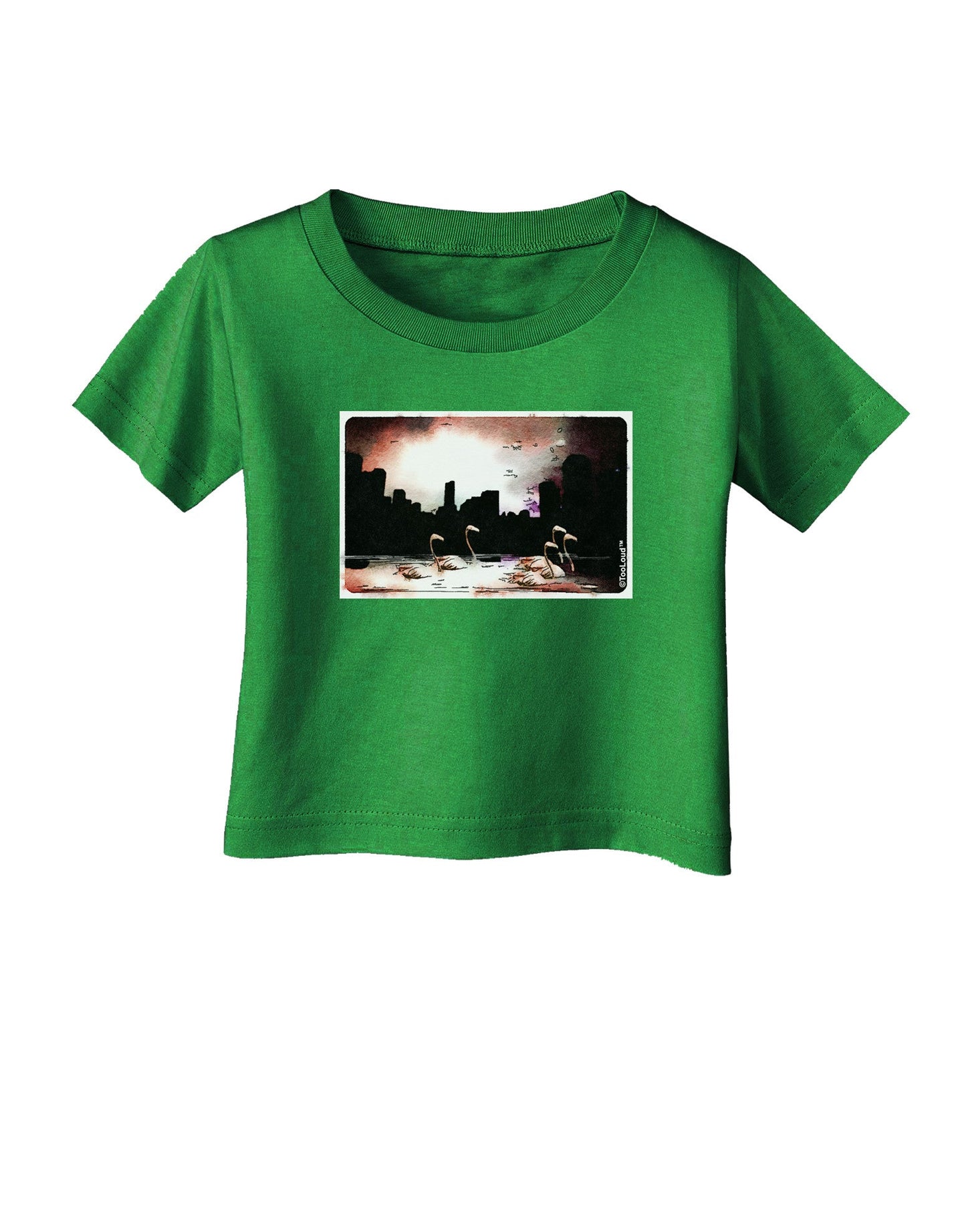 Nighttime Flamingos Infant T-Shirt Dark-Infant T-Shirt-TooLoud-Clover-Green-06-Months-Davson Sales