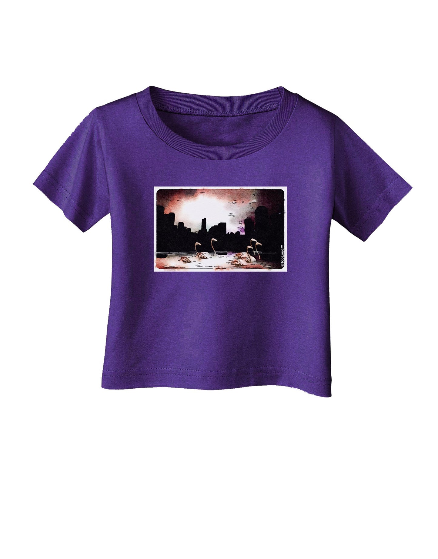 Nighttime Flamingos Infant T-Shirt Dark-Infant T-Shirt-TooLoud-Purple-06-Months-Davson Sales