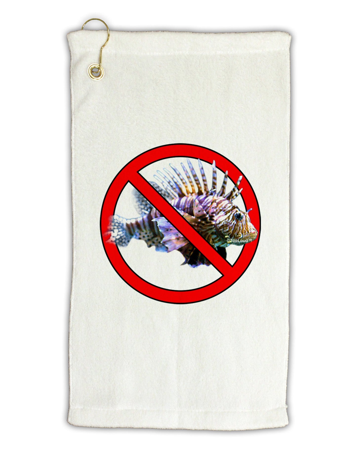 No Lionfish Micro Terry Gromet Golf Towel 11"x19-Golf Towel-TooLoud-White-Davson Sales