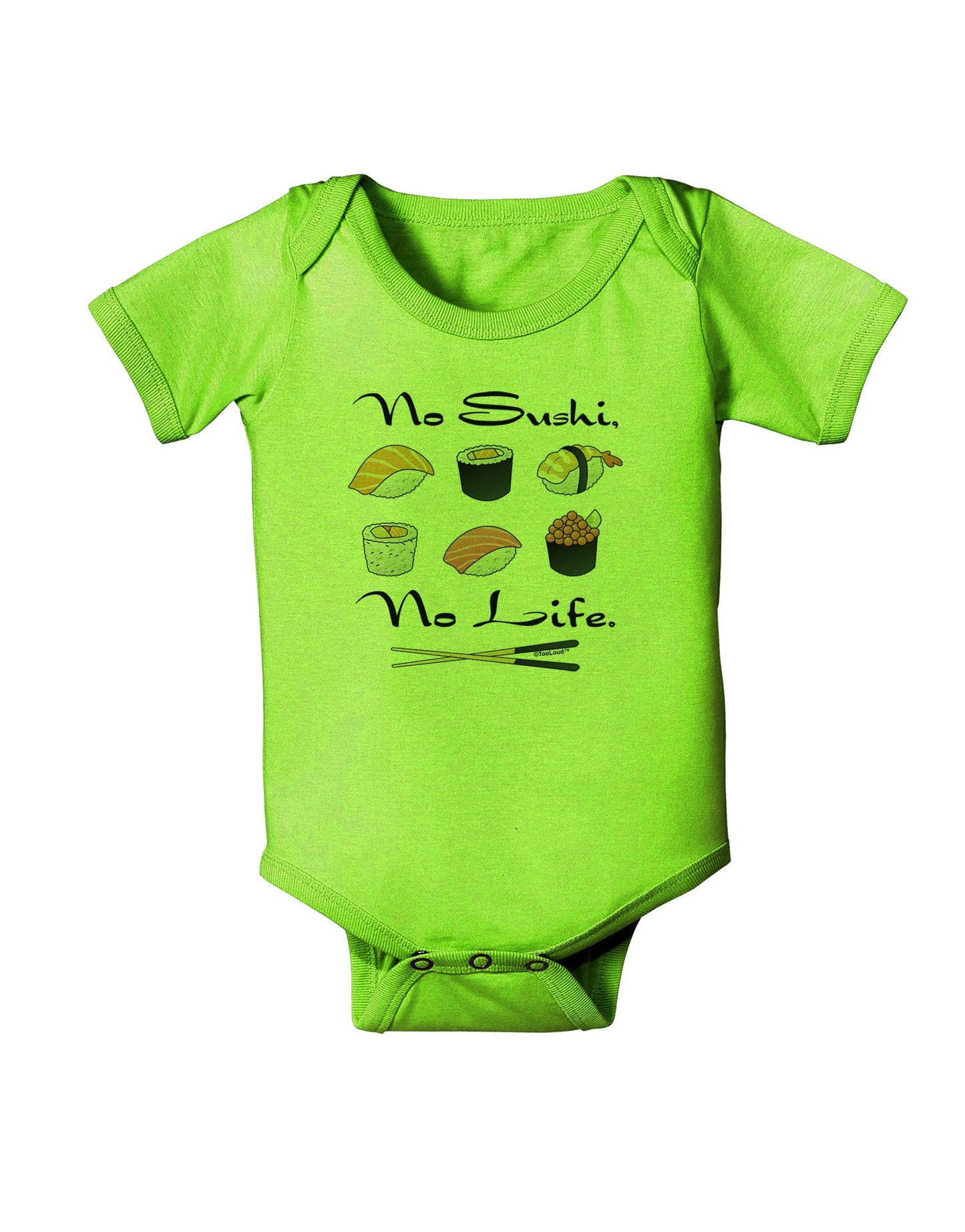 No Sushi No Life Baby Romper Bodysuit-Baby Romper-TooLoud-Lime-06-Months-Davson Sales