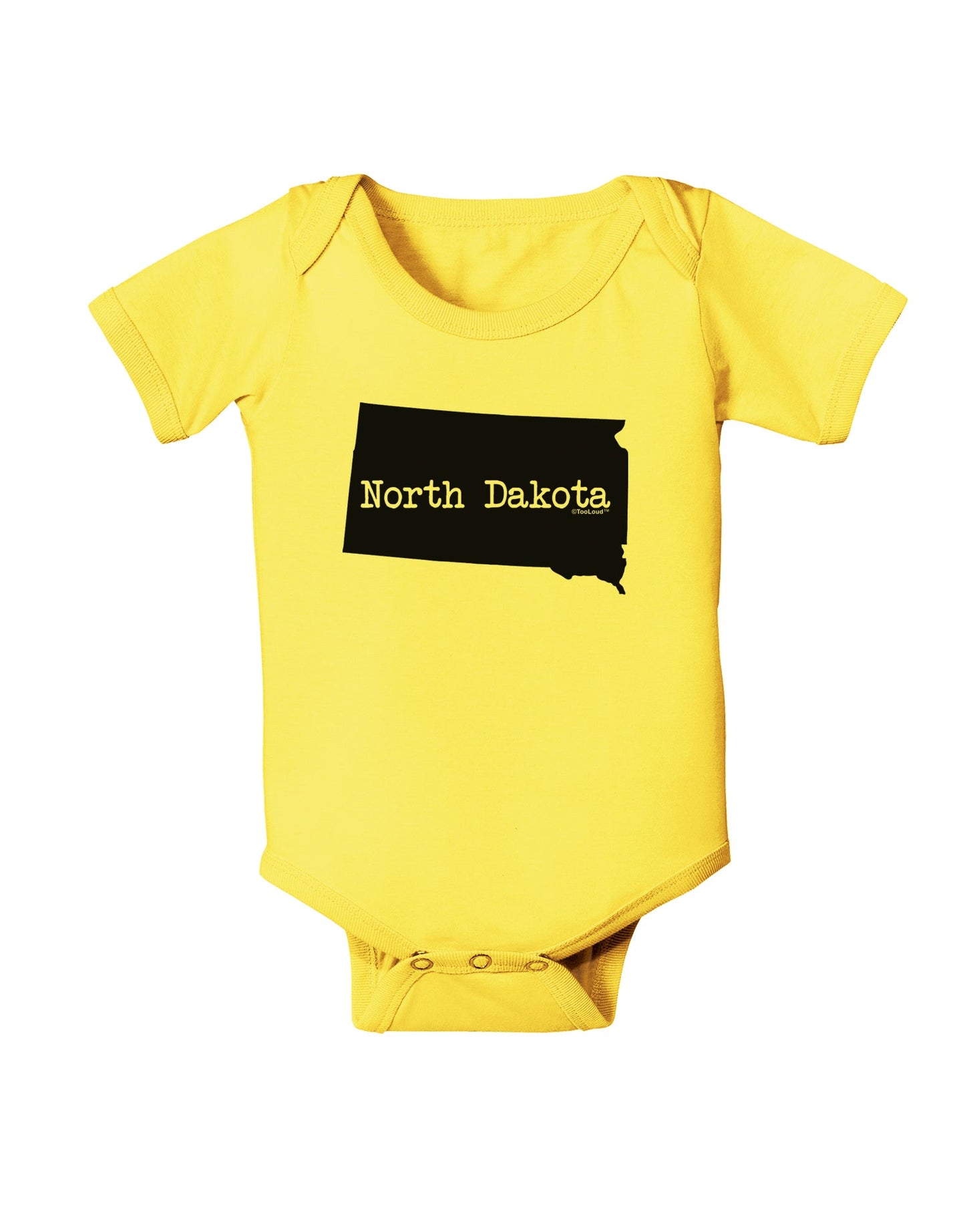 North Dakota - United States Shape Baby Romper Bodysuit by TooLoud-Baby Romper-TooLoud-Yellow-06-Months-Davson Sales