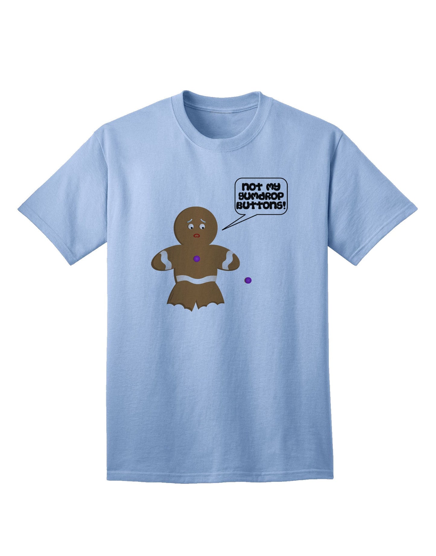 Not My Gumdrop Buttons - Gingerbread Man Themed Adult Christmas T-Shirt-Mens T-shirts-TooLoud-Light-Blue-Small-Davson Sales