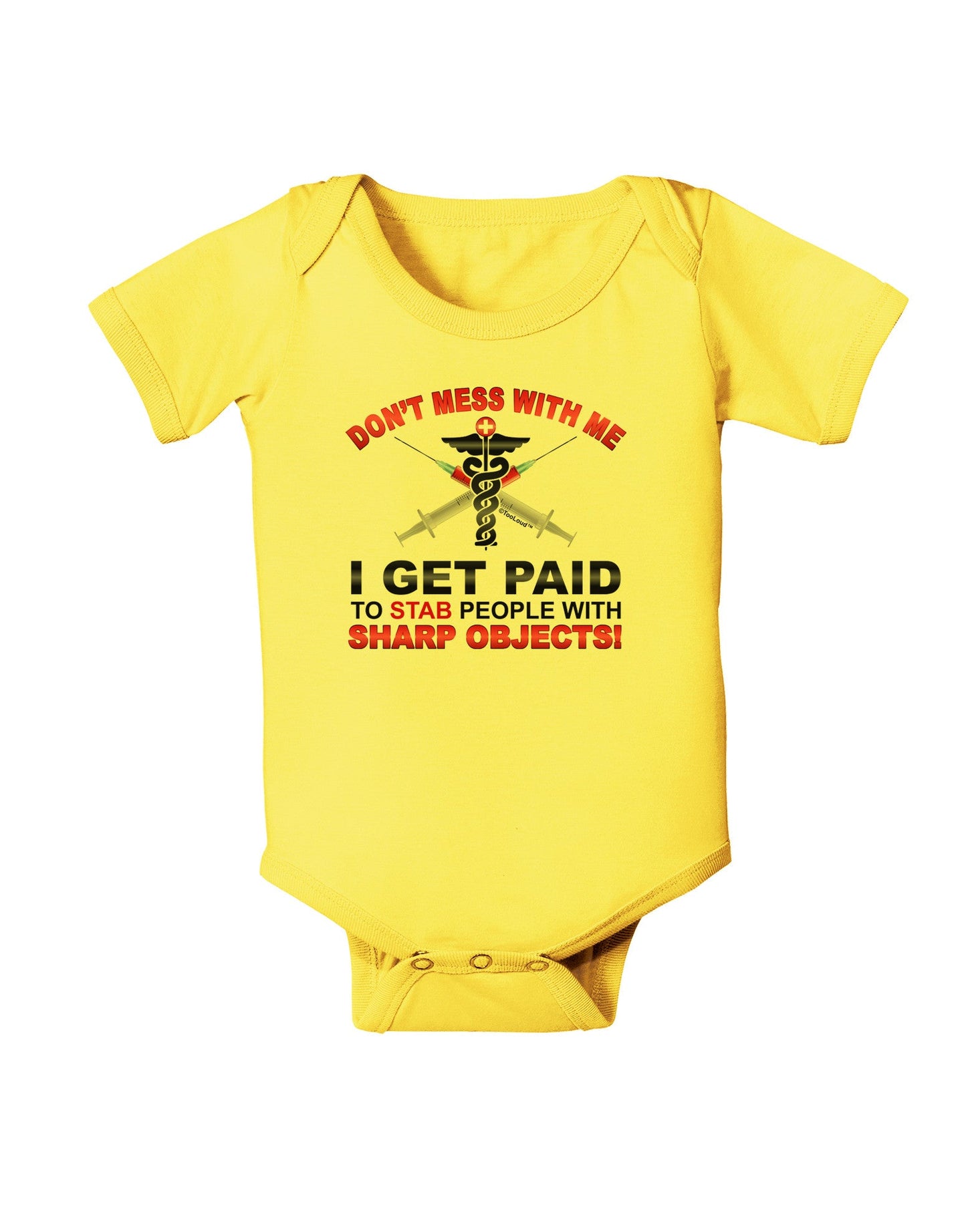 Nurse - Don't Mess With Me Baby Romper Bodysuit-Baby Romper-TooLoud-Yellow-06-Months-Davson Sales