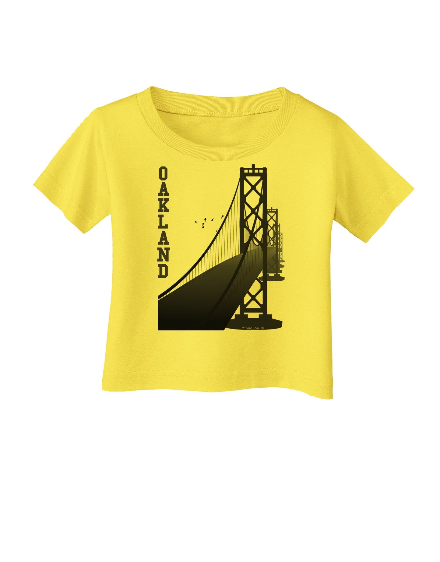 Oakland Text Bay Bridge Infant T-Shirt-Infant T-Shirt-TooLoud-Yellow-06-Months-Davson Sales