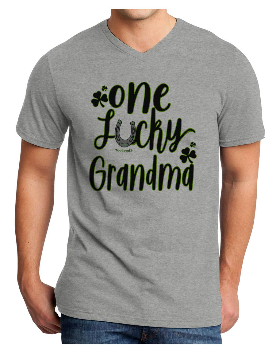 One Lucky Grandma Shamrock Adult V-Neck T-shirt-Mens T-Shirt-TooLoud-White-Small-Davson Sales