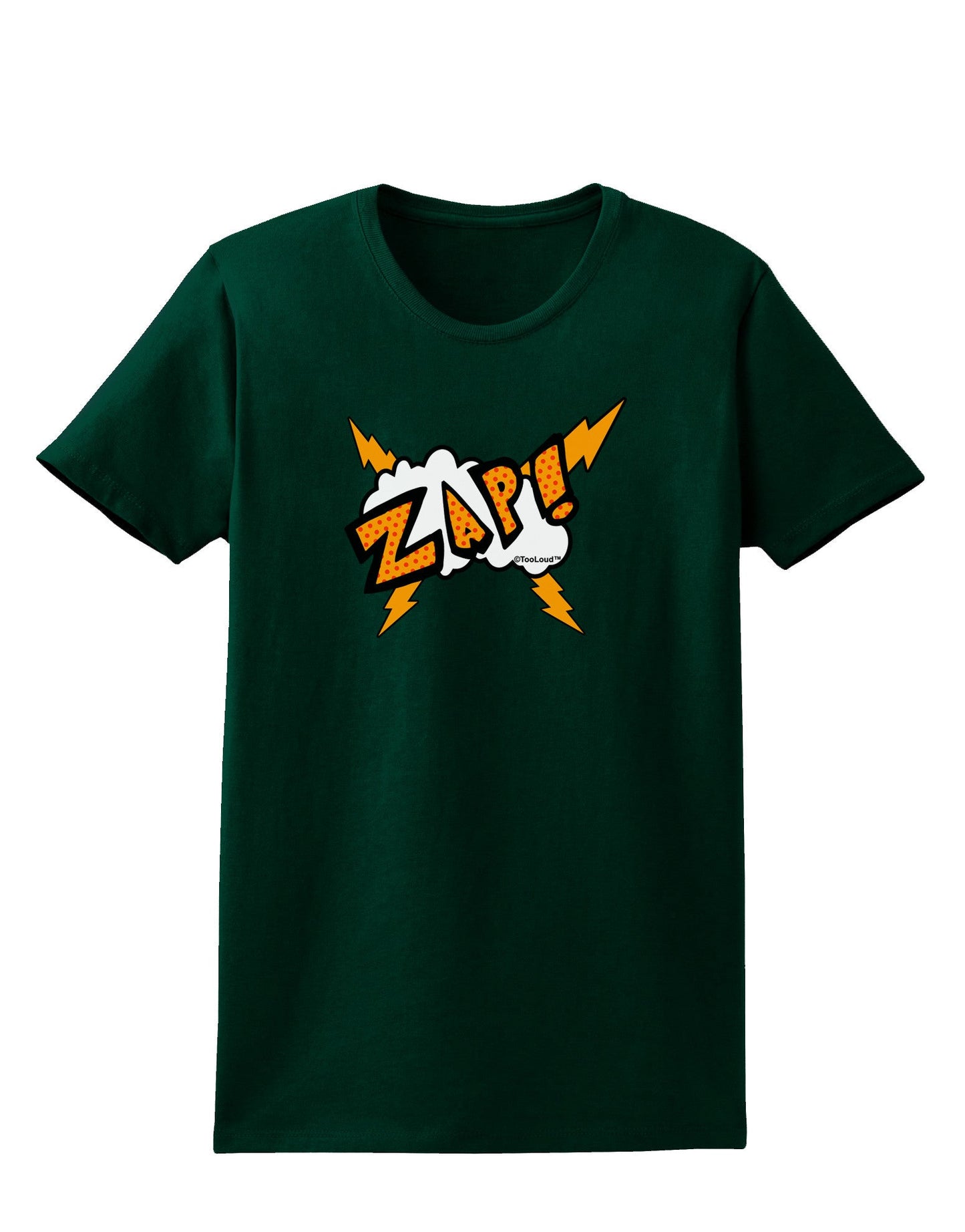 Onomatopoeia ZAP Womens Dark T-Shirt-TooLoud-Forest-Green-Small-Davson Sales