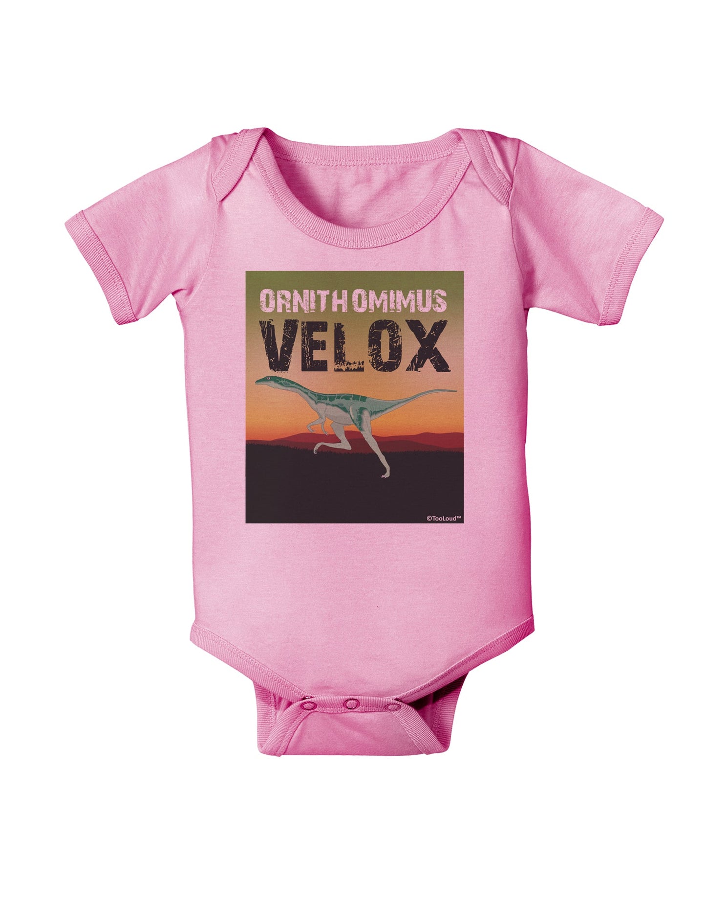 Ornithomimus Velox - With Name Baby Romper Bodysuit by TooLoud-Baby Romper-TooLoud-Light-Pink-06-Months-Davson Sales