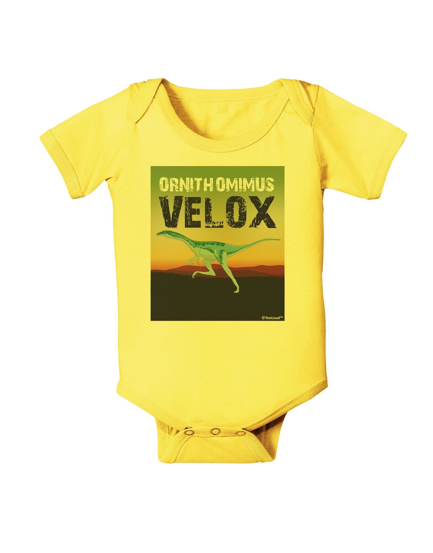 Ornithomimus Velox - With Name Baby Romper Bodysuit by TooLoud-Baby Romper-TooLoud-Yellow-06-Months-Davson Sales