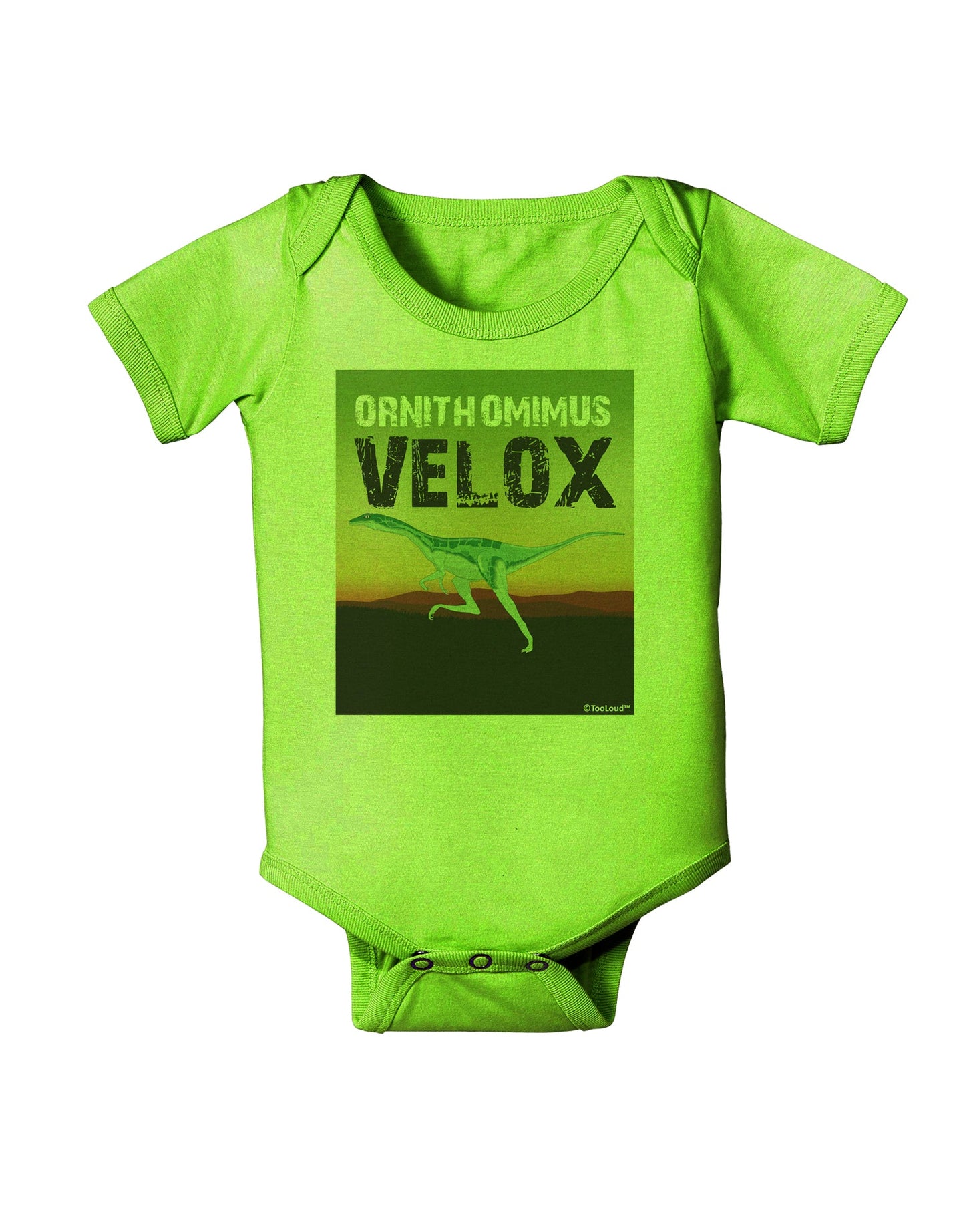Ornithomimus Velox - With Name Baby Romper Bodysuit by TooLoud-Baby Romper-TooLoud-Lime-Green-06-Months-Davson Sales