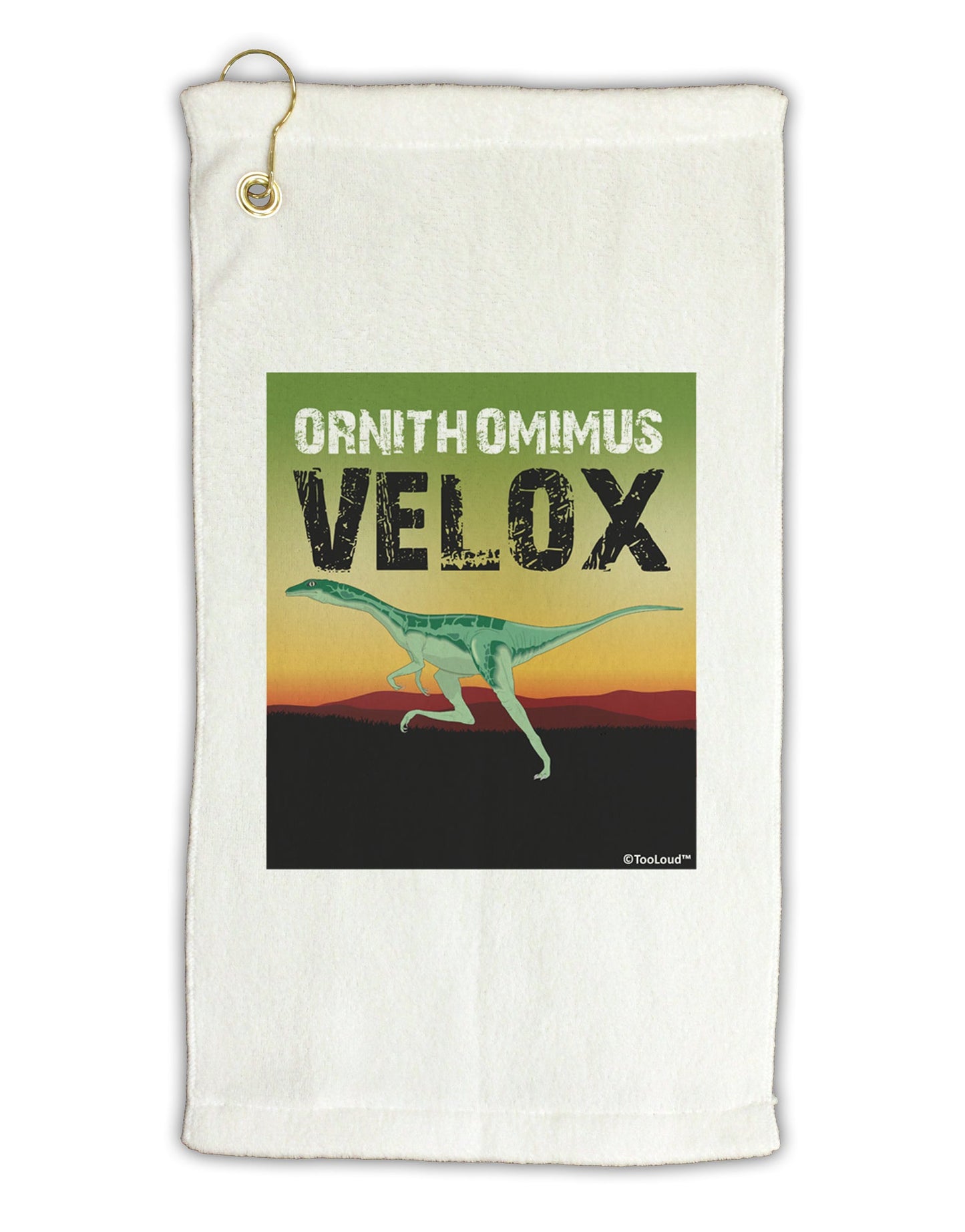 Ornithomimus Velox - With Name Micro Terry Gromet Golf Towel 16 x 25 inch by TooLoud-Golf Towel-TooLoud-White-Davson Sales