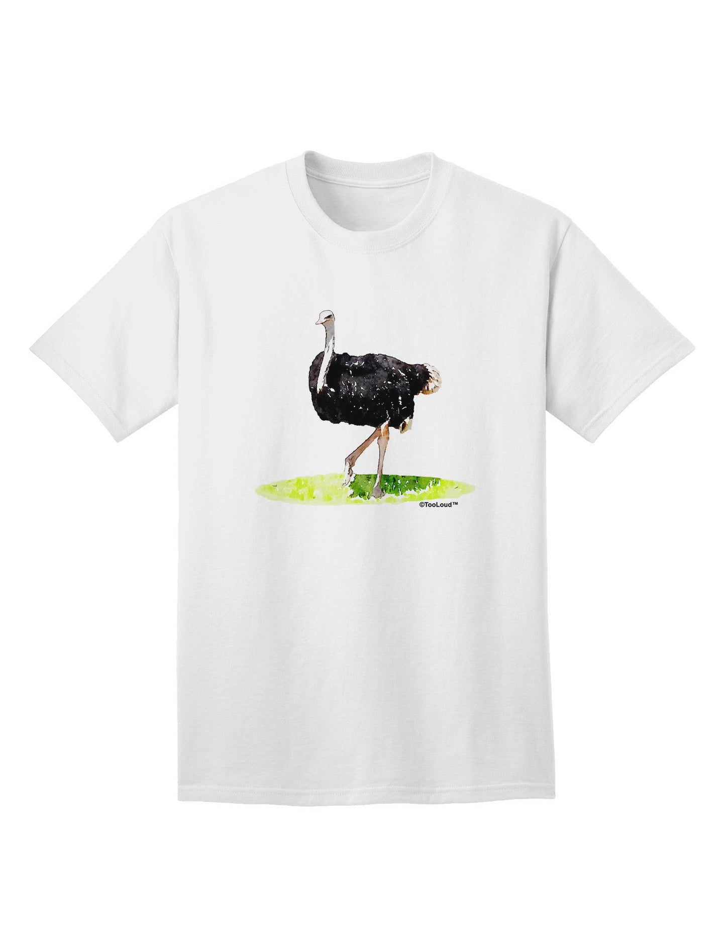 Ostrich Watercolor Adult T-Shirt-Mens T-Shirt-TooLoud-White-Small-Davson Sales