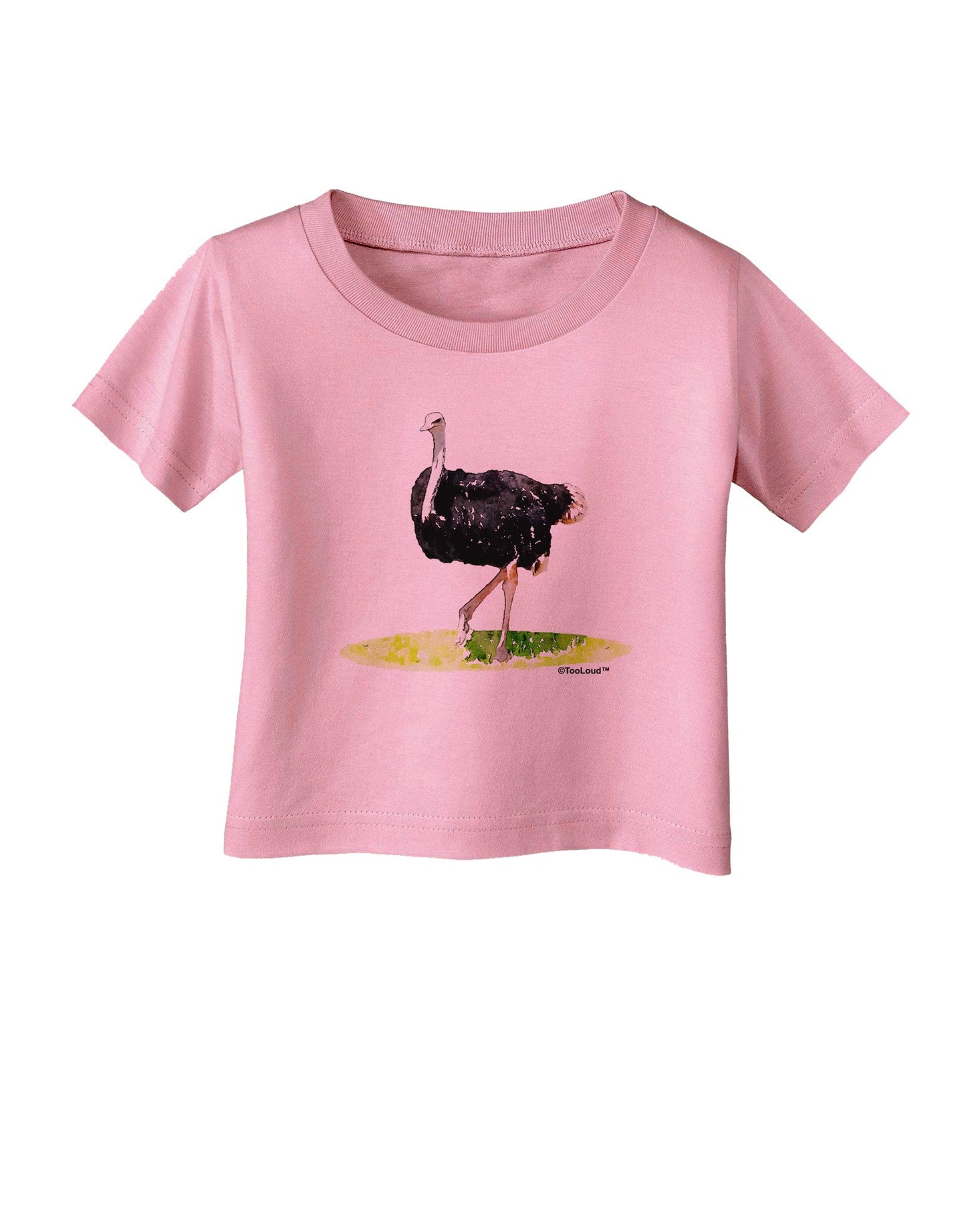 Ostrich Watercolor Infant T-Shirt-Infant T-Shirt-TooLoud-Candy-Pink-06-Months-Davson Sales