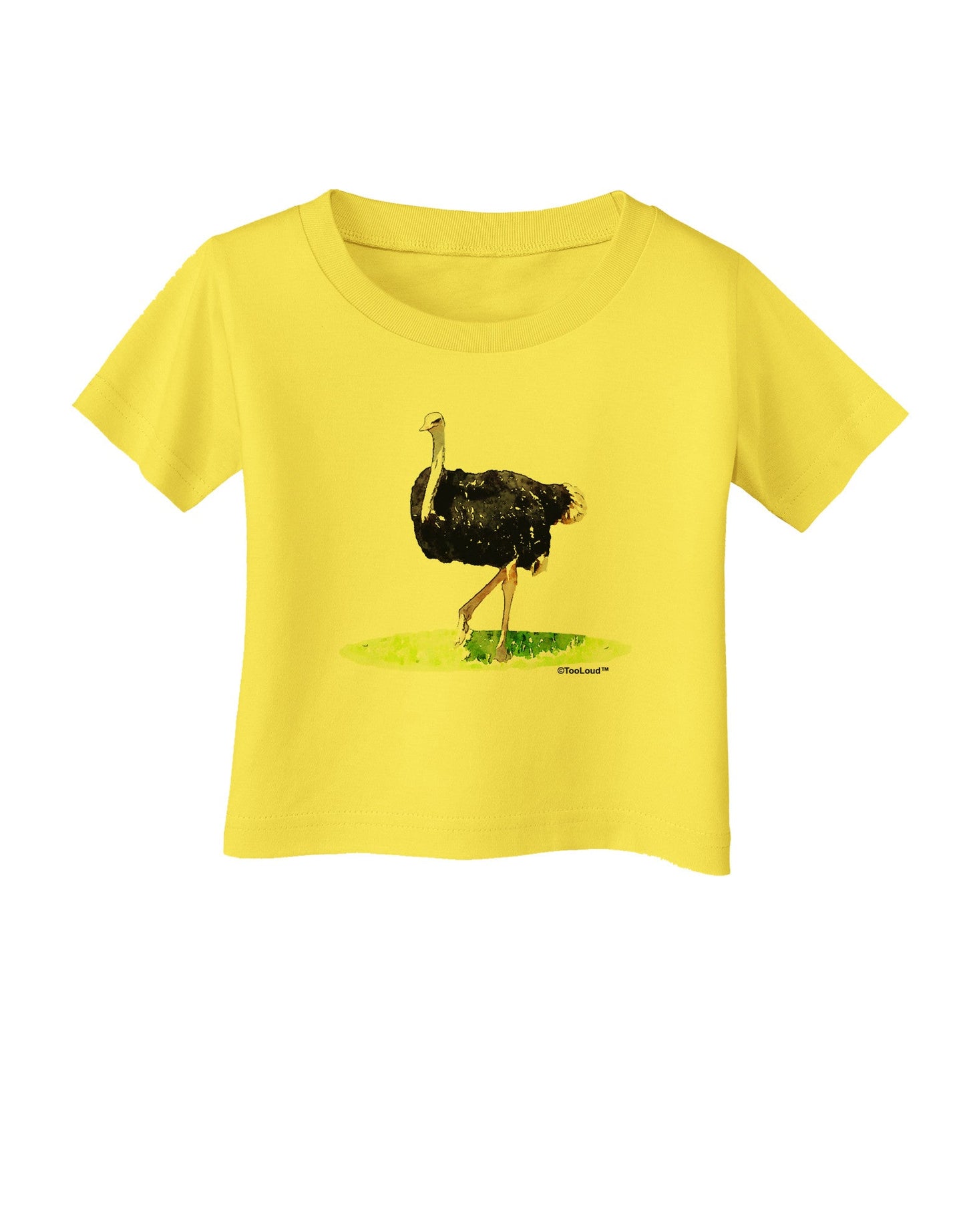 Ostrich Watercolor Infant T-Shirt-Infant T-Shirt-TooLoud-Yellow-06-Months-Davson Sales