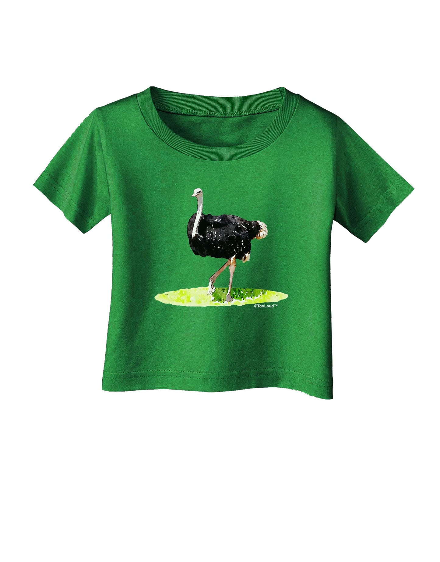 Ostrich Watercolor Infant T-Shirt Dark-Infant T-Shirt-TooLoud-Clover-Green-06-Months-Davson Sales