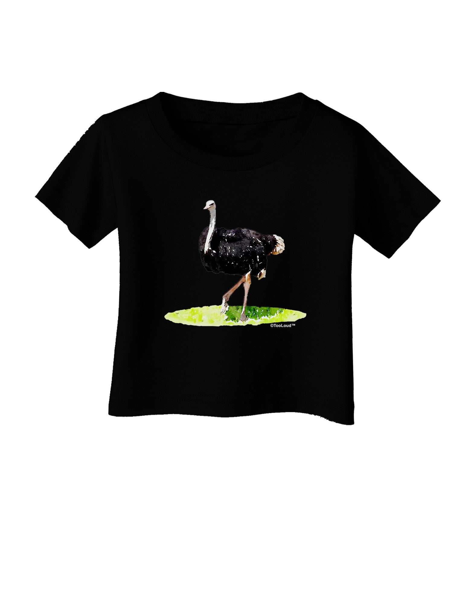 Ostrich Watercolor Infant T-Shirt Dark-Infant T-Shirt-TooLoud-Black-06-Months-Davson Sales