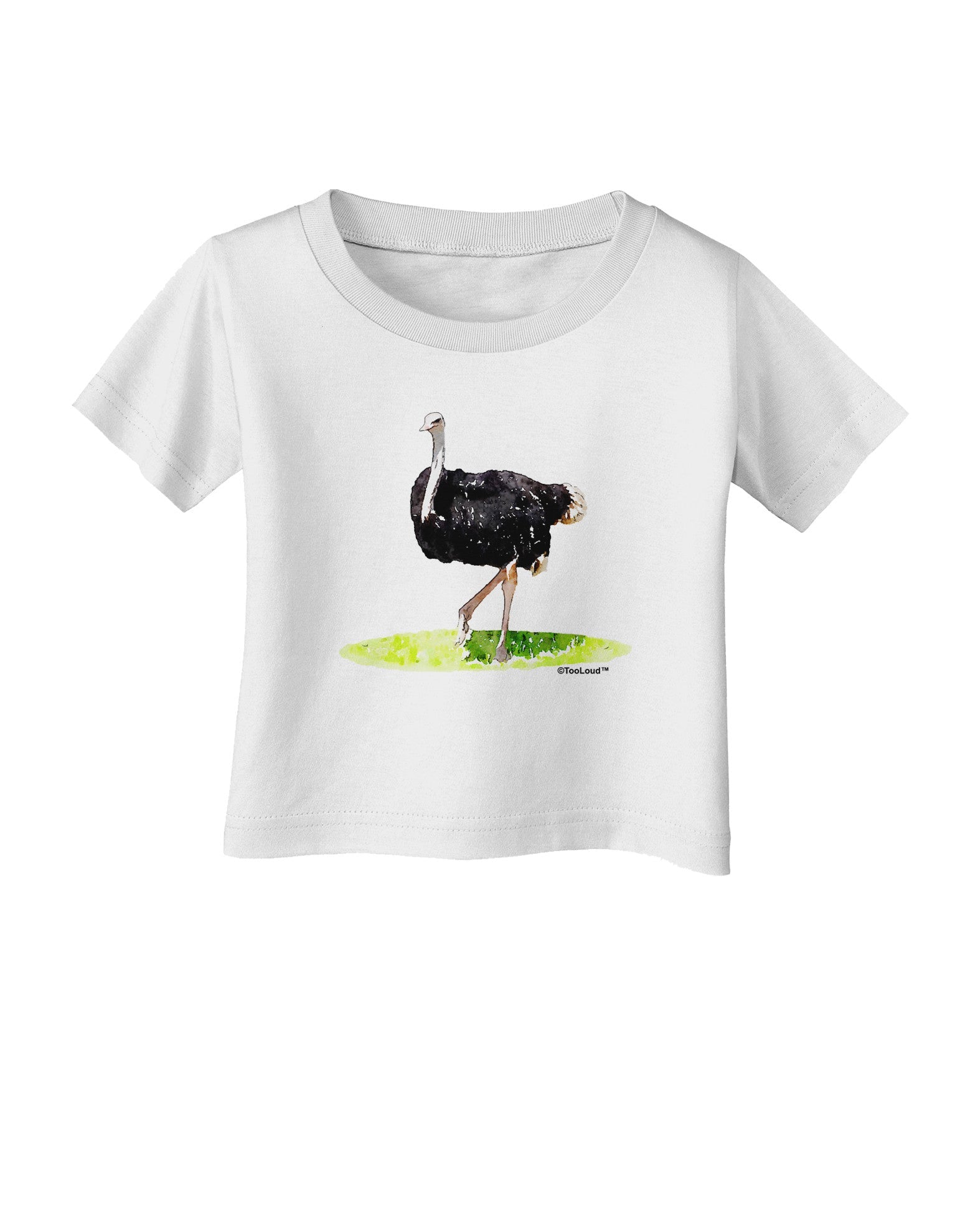 Ostrich Watercolor Infant T-Shirt-Infant T-Shirt-TooLoud-White-06-Months-Davson Sales