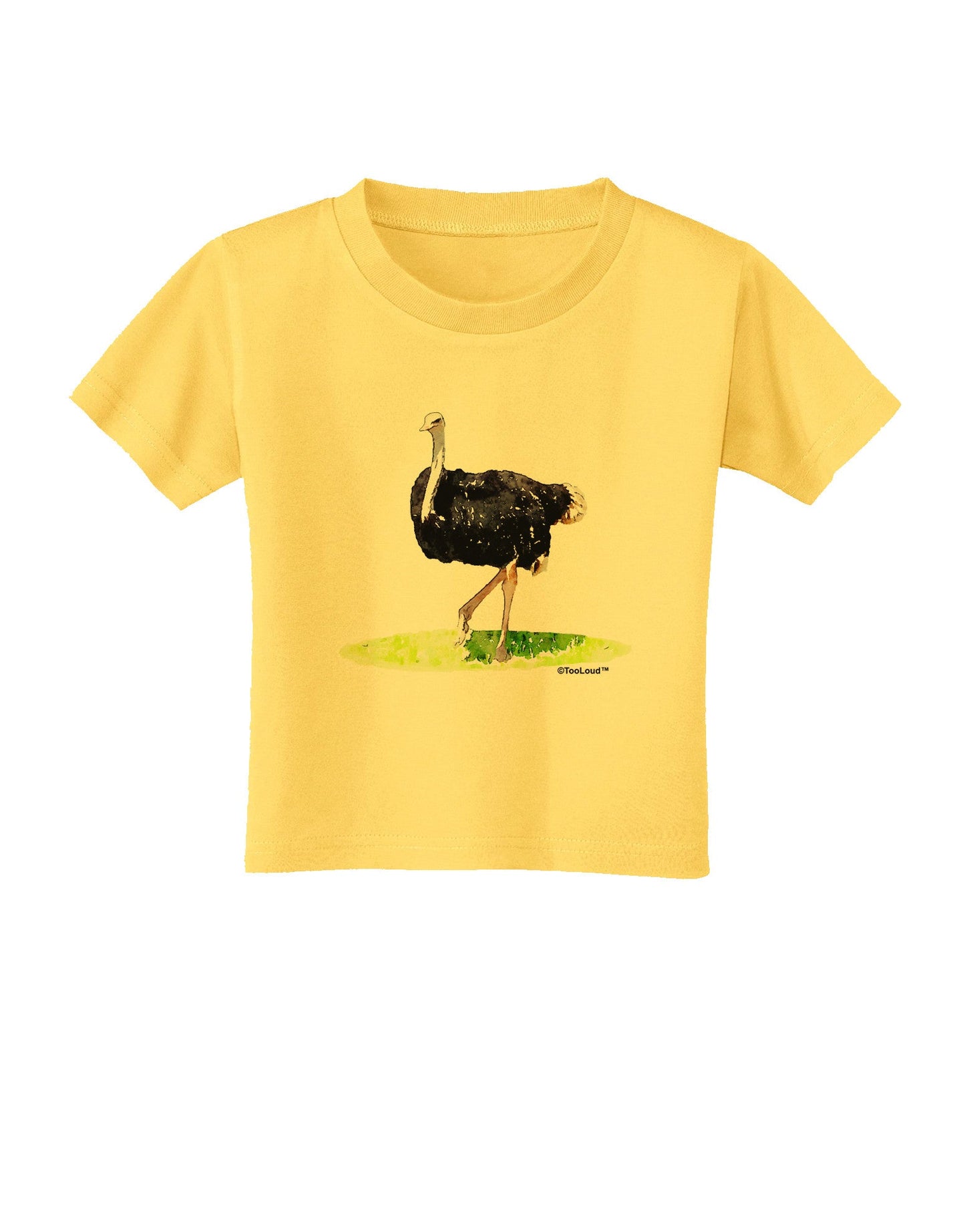 Ostrich Watercolor Toddler T-Shirt-Toddler T-Shirt-TooLoud-Yellow-2T-Davson Sales