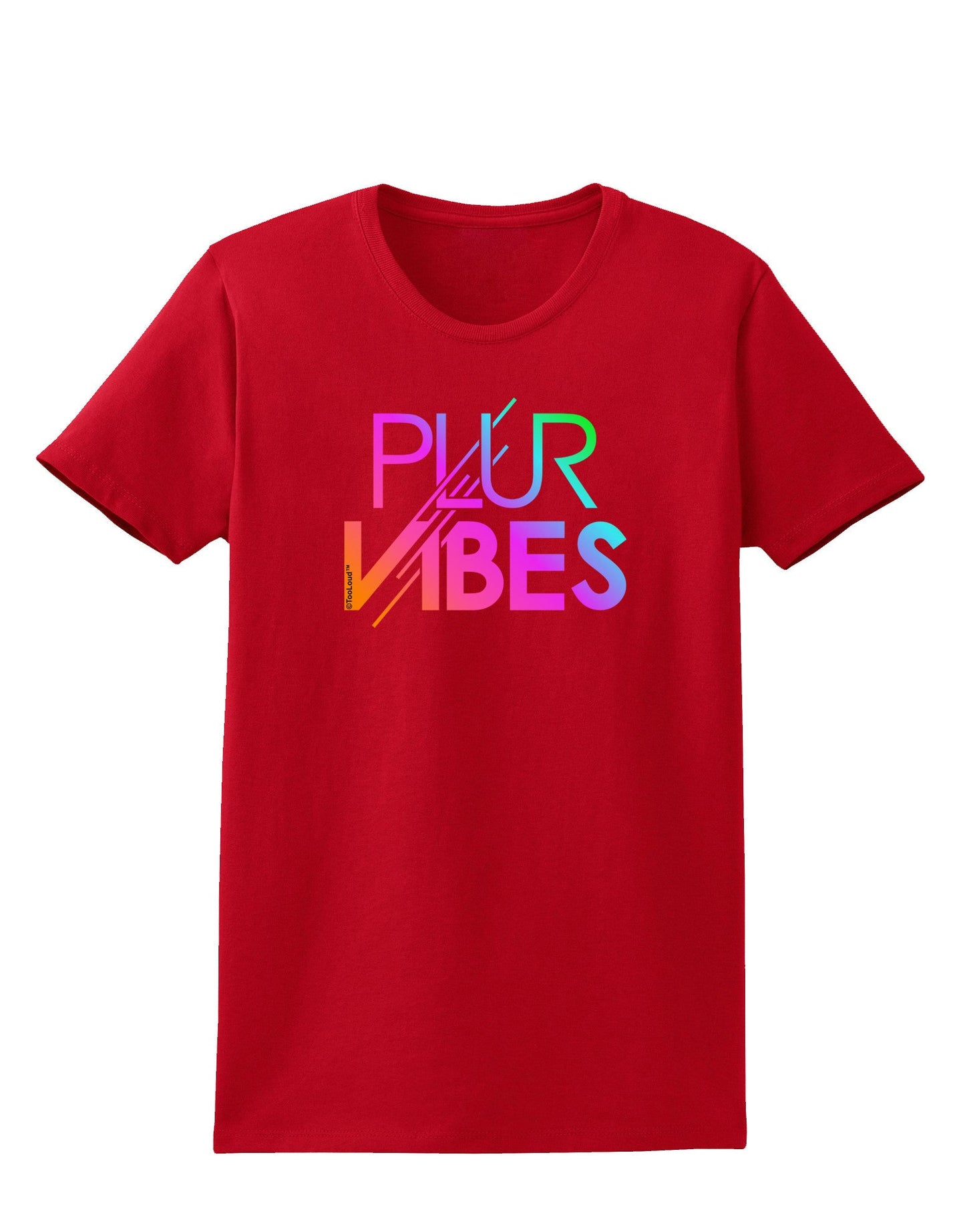 PLUR Vibes Womens Dark T-Shirt-TooLoud-Red-X-Small-Davson Sales