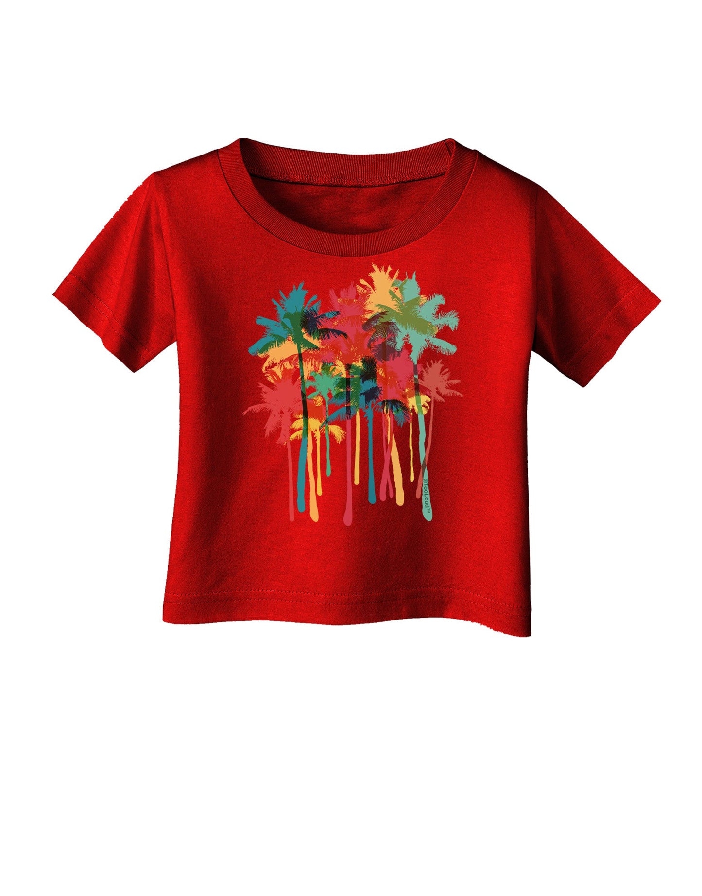 Paint Splash Palm Trees Infant T-Shirt Dark-Infant T-Shirt-TooLoud-Red-06-Months-Davson Sales