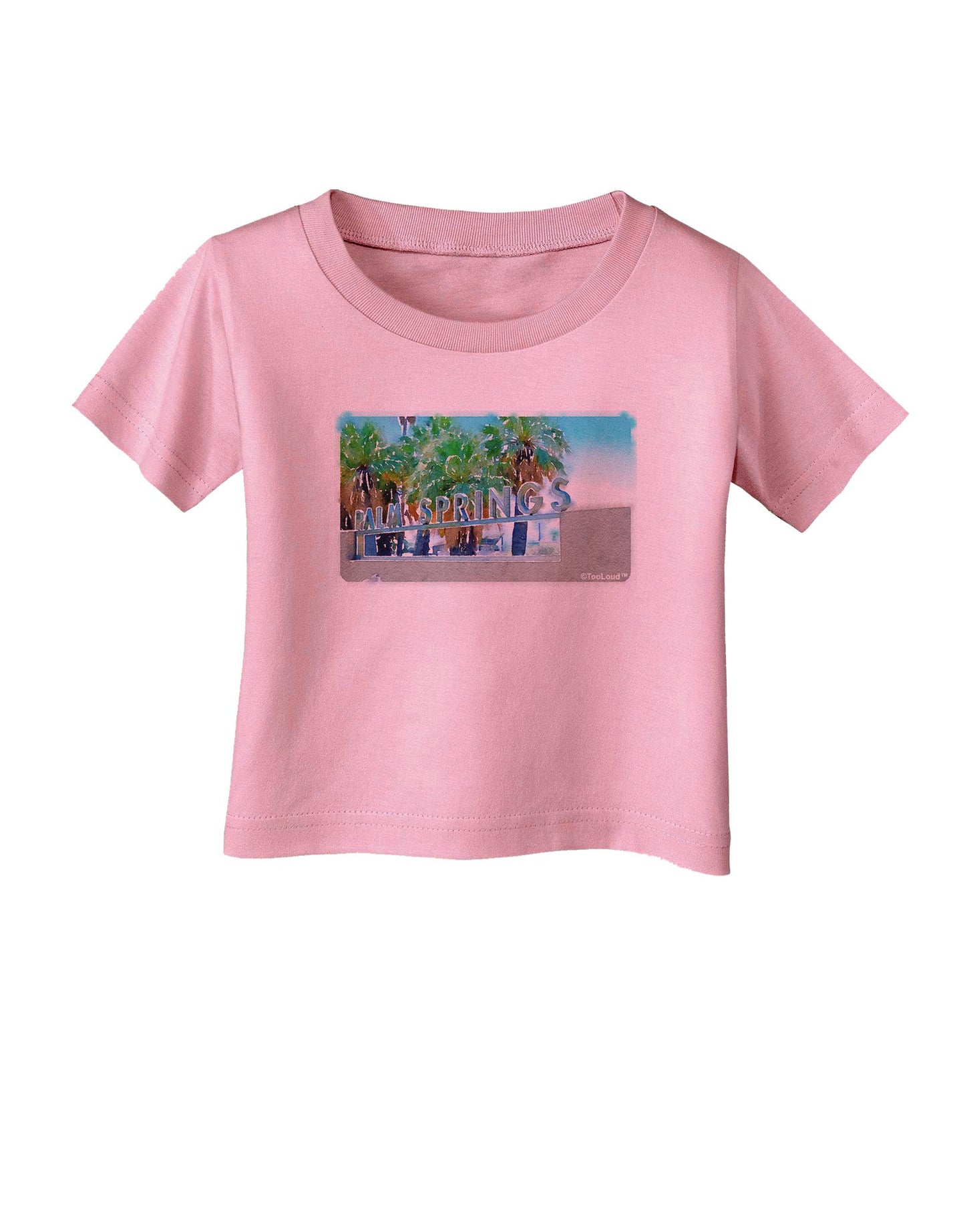 Palm Springs Watercolor Infant T-Shirt-Infant T-Shirt-TooLoud-Candy-Pink-06-Months-Davson Sales