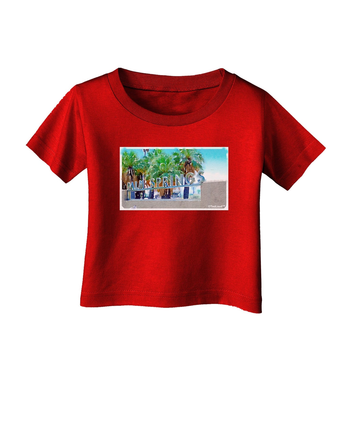 Palm Springs Watercolor Infant T-Shirt Dark-Infant T-Shirt-TooLoud-Red-06-Months-Davson Sales