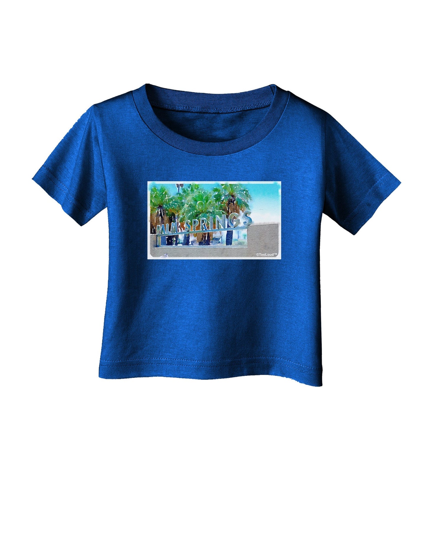 Palm Springs Watercolor Infant T-Shirt Dark-Infant T-Shirt-TooLoud-Royal-Blue-06-Months-Davson Sales
