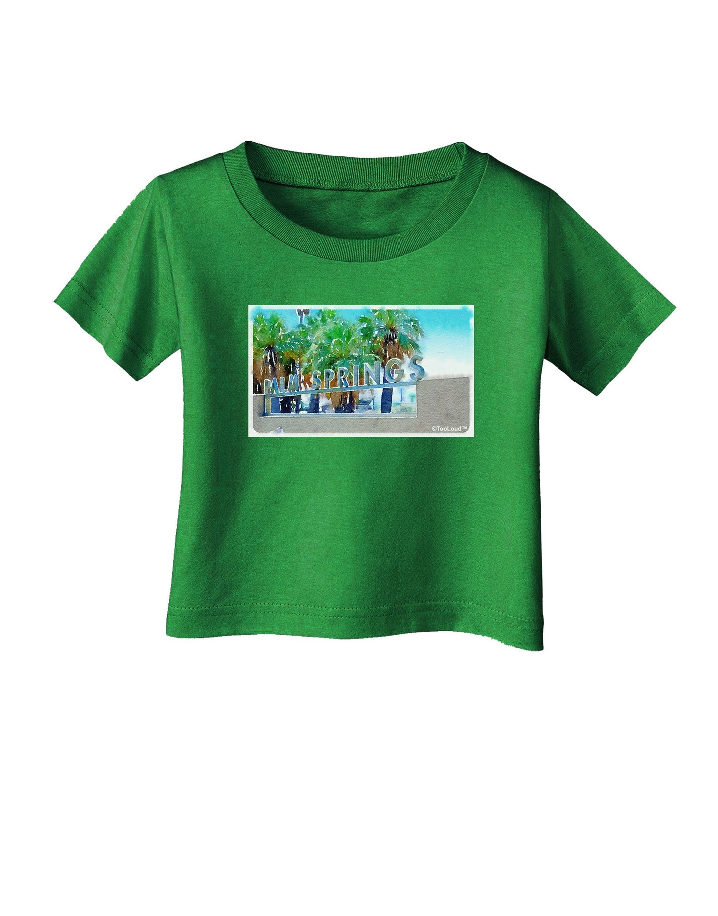 Palm Springs Watercolor Infant T-Shirt Dark-Infant T-Shirt-TooLoud-Clover-Green-06-Months-Davson Sales