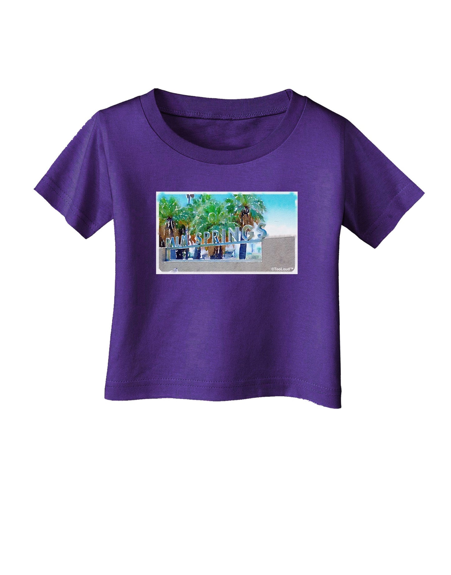 Palm Springs Watercolor Infant T-Shirt Dark-Infant T-Shirt-TooLoud-Purple-06-Months-Davson Sales