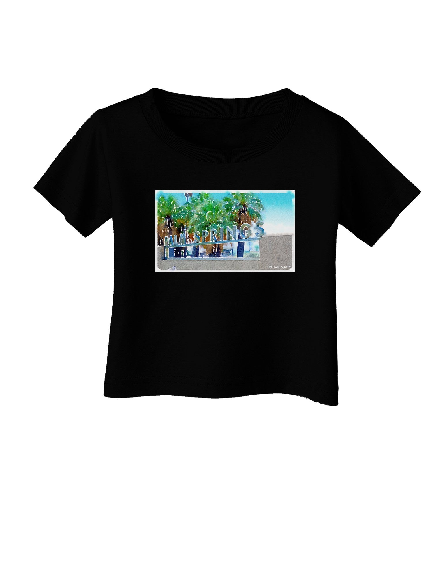 Palm Springs Watercolor Infant T-Shirt Dark-Infant T-Shirt-TooLoud-Black-06-Months-Davson Sales