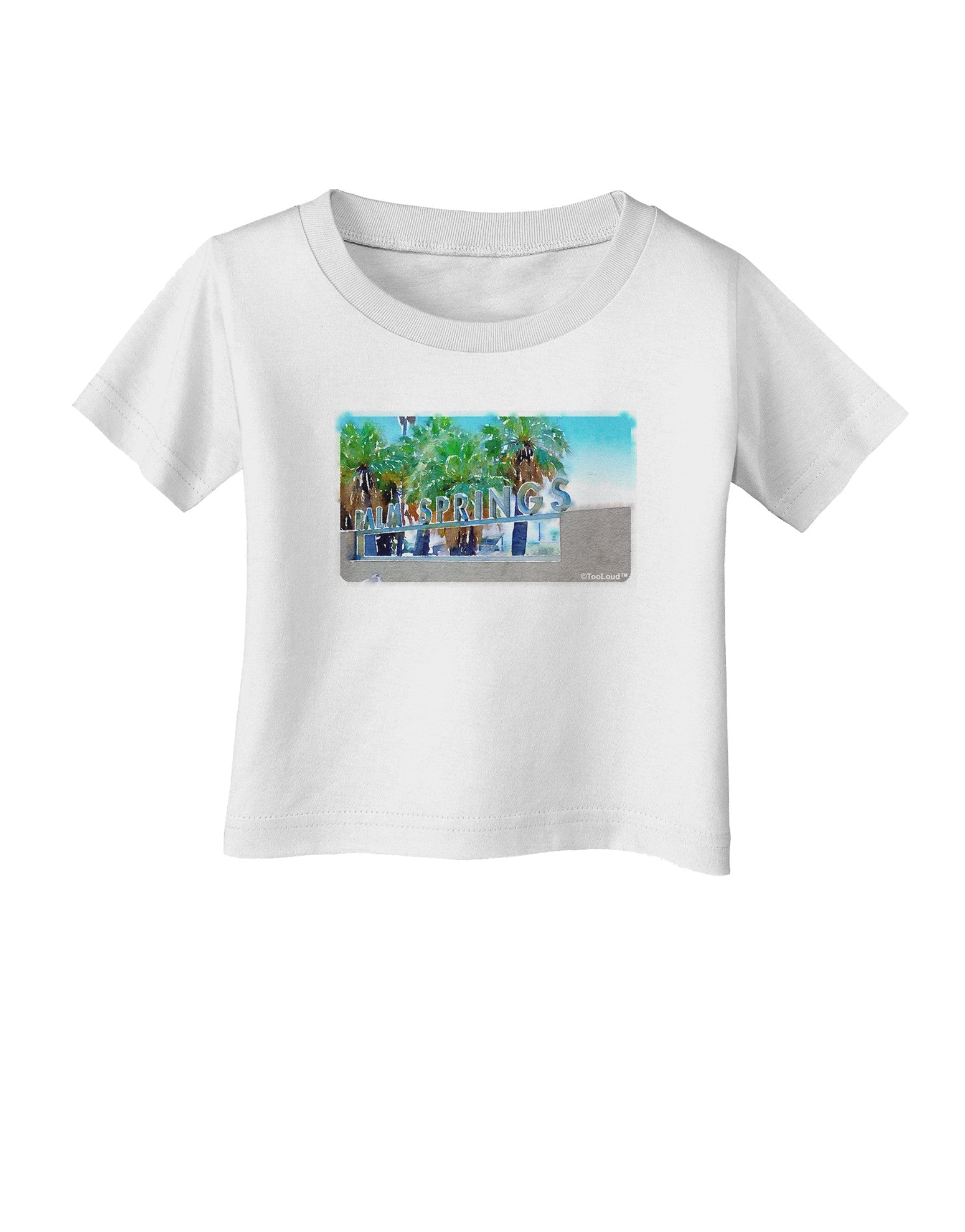 Palm Springs Watercolor Infant T-Shirt-Infant T-Shirt-TooLoud-White-06-Months-Davson Sales