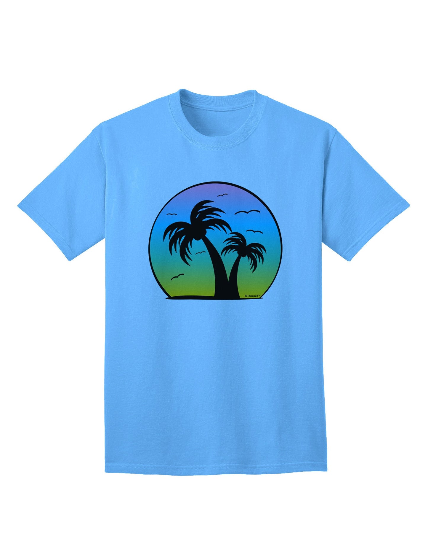 Palm Trees Silhouette - Beach Sunset Design Adult T-Shirt-Mens T-Shirt-TooLoud-Aquatic-Blue-Small-Davson Sales