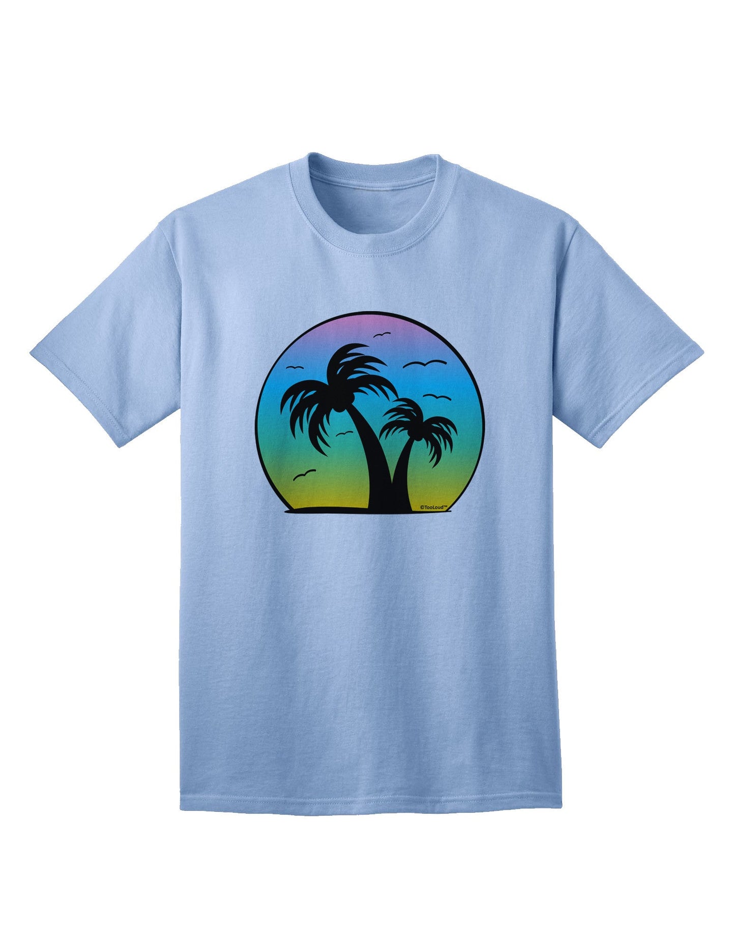 Palm Trees Silhouette - Beach Sunset Design Adult T-Shirt-Mens T-Shirt-TooLoud-Light-Blue-Small-Davson Sales