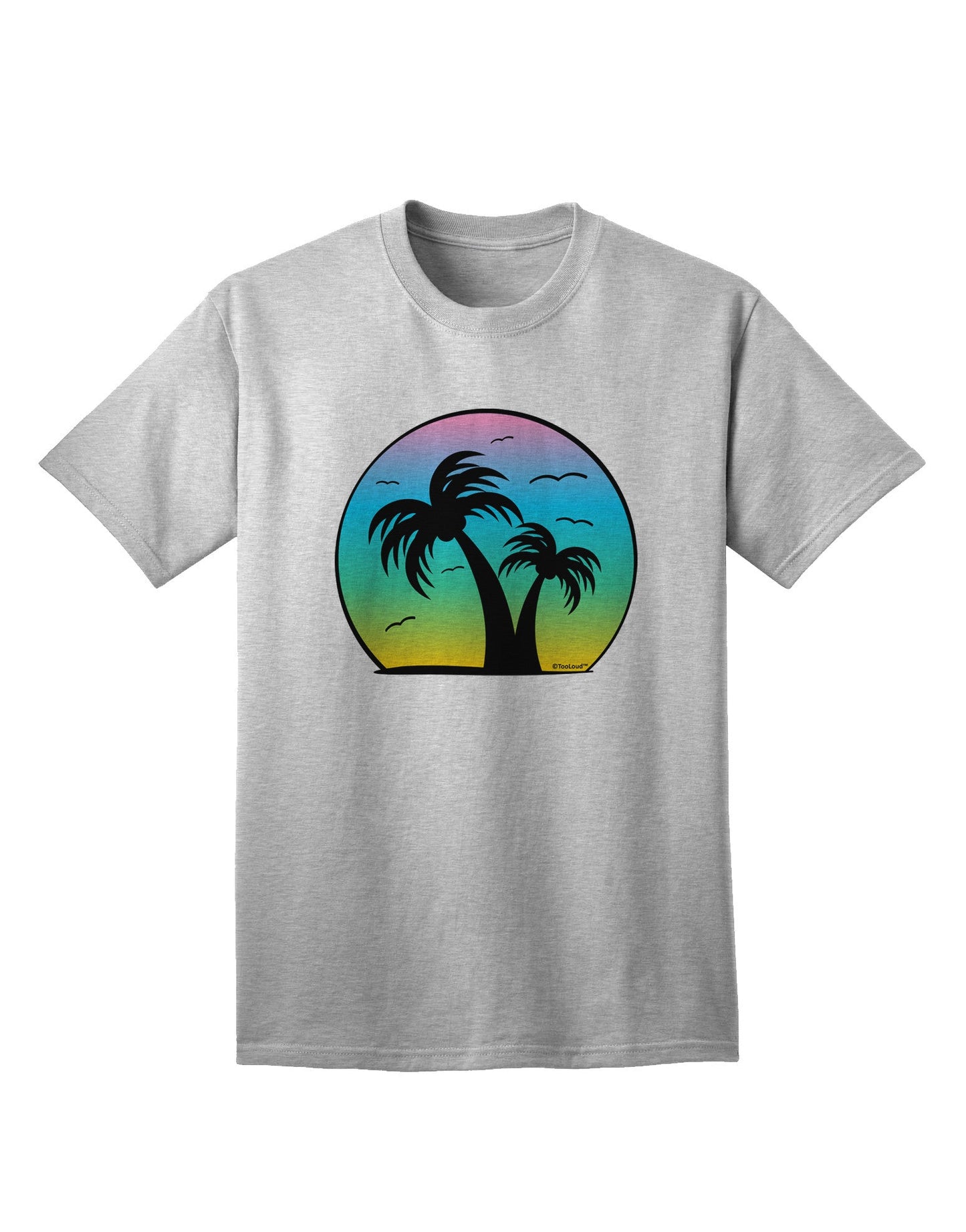 Palm Trees Silhouette - Beach Sunset Design Adult T-Shirt-Mens T-Shirt-TooLoud-AshGray-Small-Davson Sales