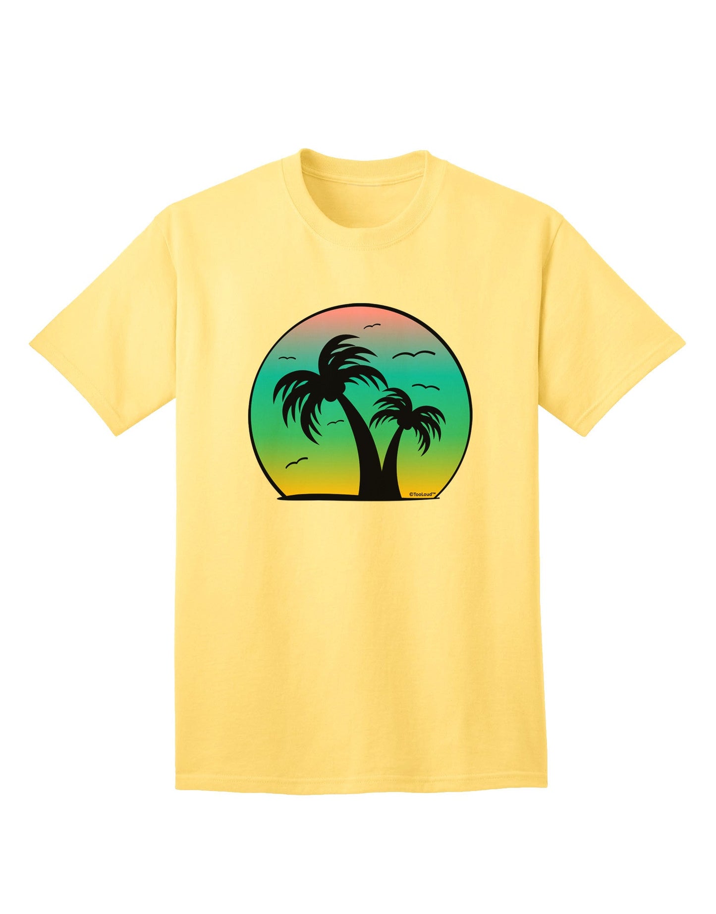 Palm Trees Silhouette - Beach Sunset Design Adult T-Shirt-Mens T-Shirt-TooLoud-Yellow-Small-Davson Sales