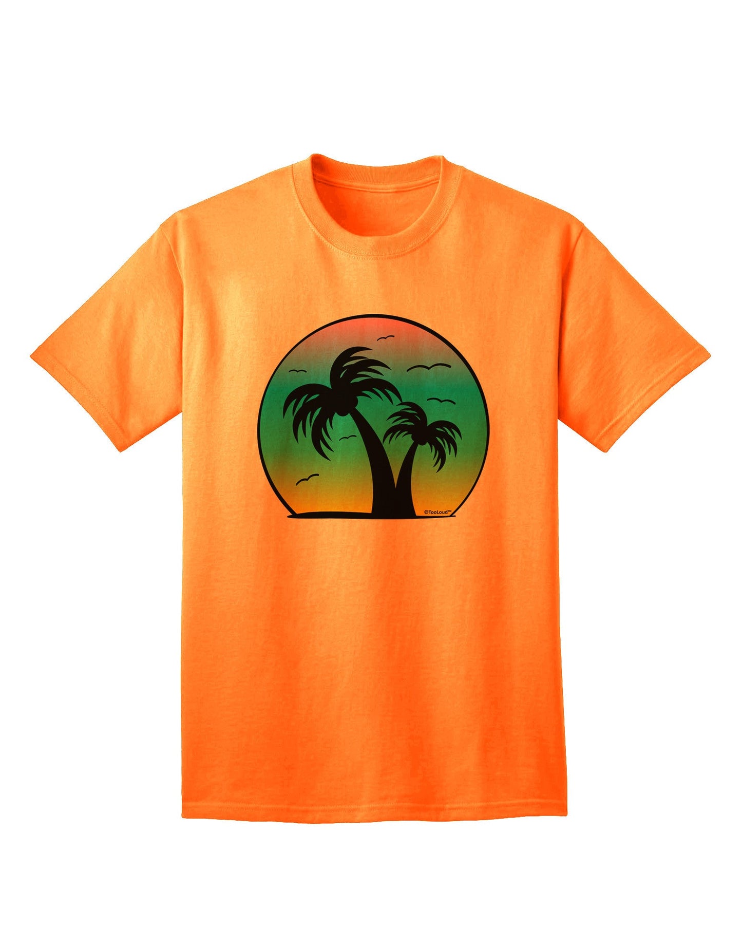 Palm Trees Silhouette - Beach Sunset Design Adult T-Shirt-Mens T-Shirt-TooLoud-Neon-Orange-Small-Davson Sales