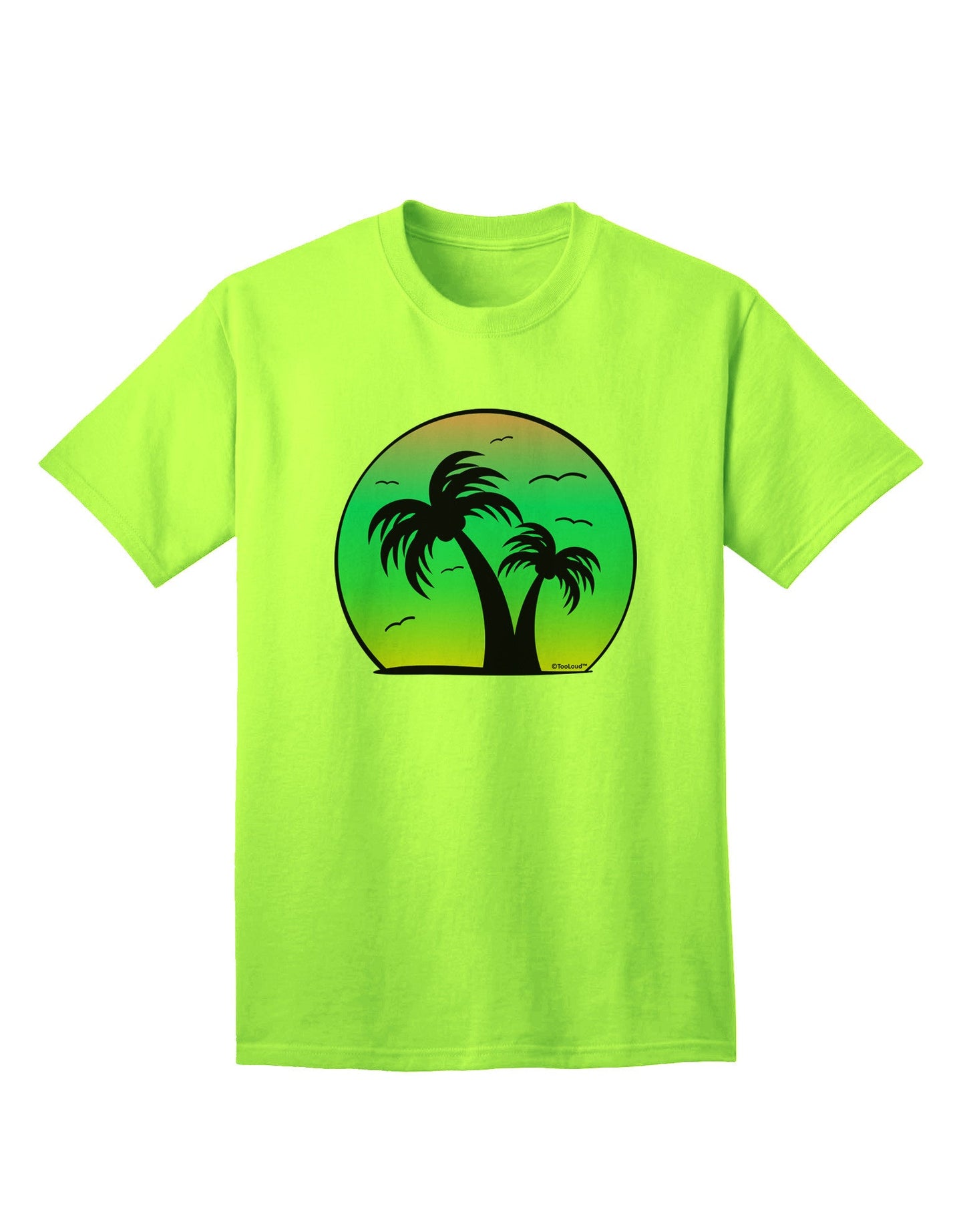 Palm Trees Silhouette - Beach Sunset Design Adult T-Shirt-Mens T-Shirt-TooLoud-Neon-Green-Small-Davson Sales